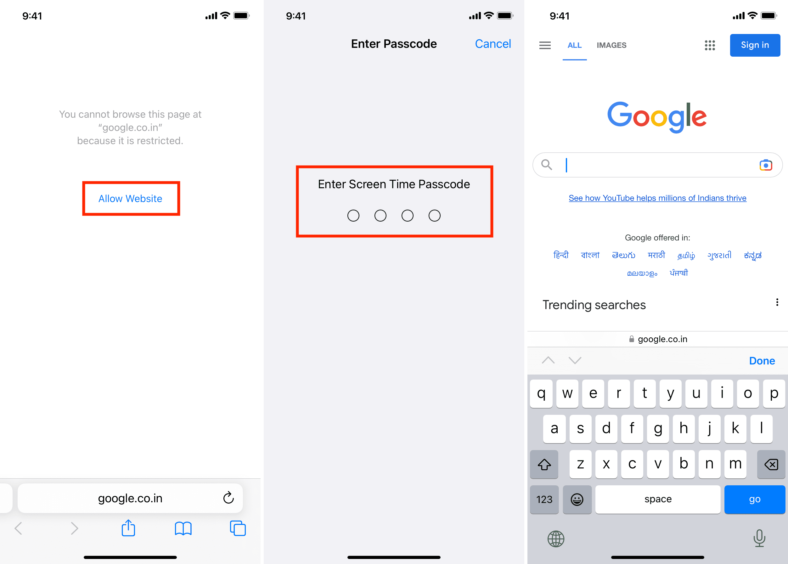 Allow restricted website in Safari on iPhone