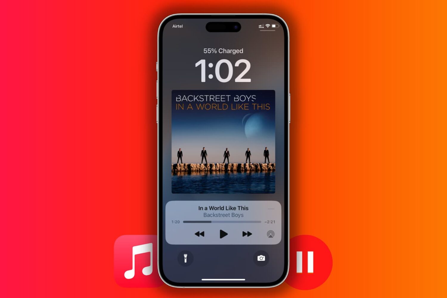 Apple Music paused on iPhone Lock Screen