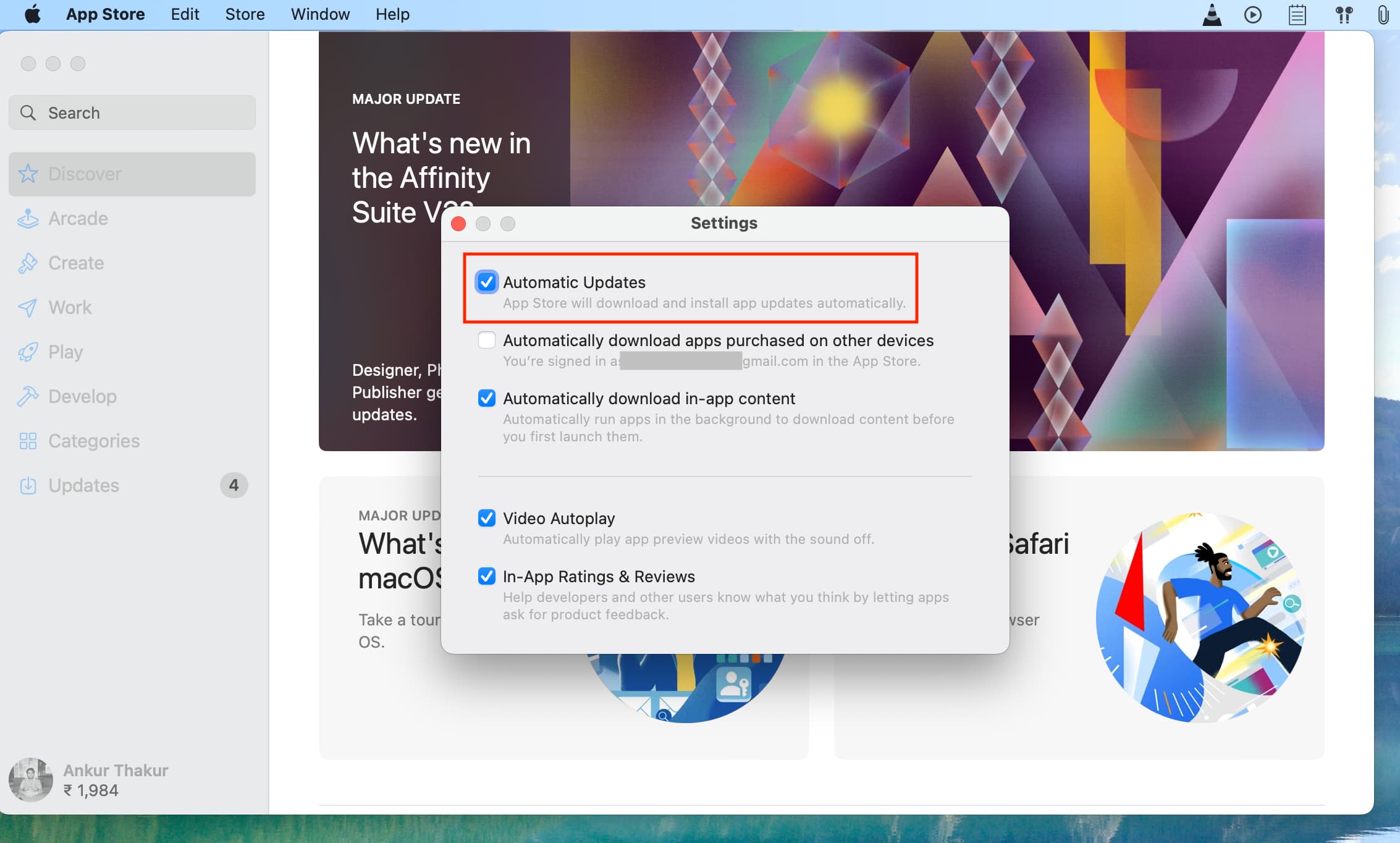 Enable automatic updates for Mac apps in App Store
