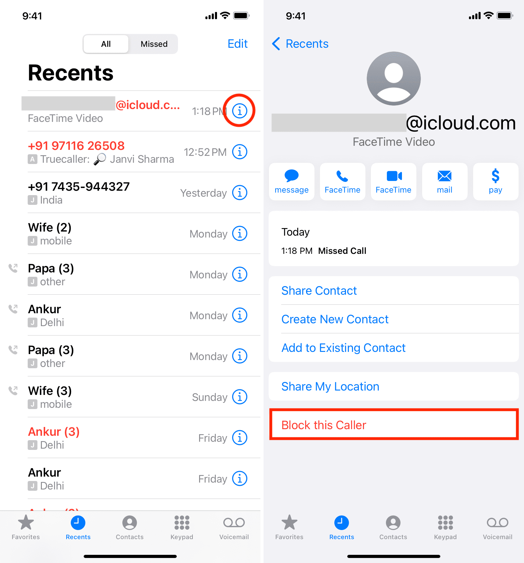 Block a FaceTime email address