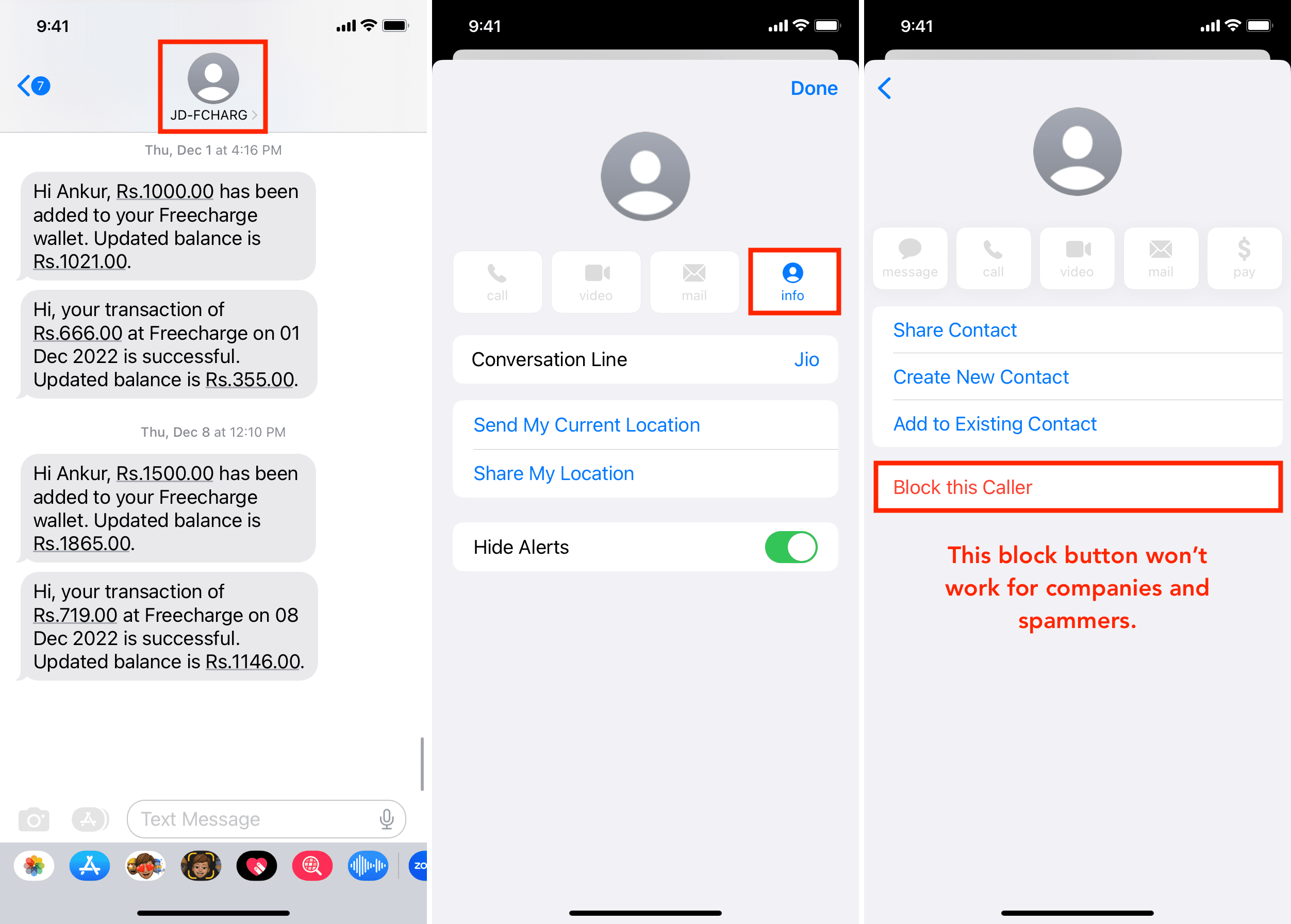 Block button not working for some sms senders