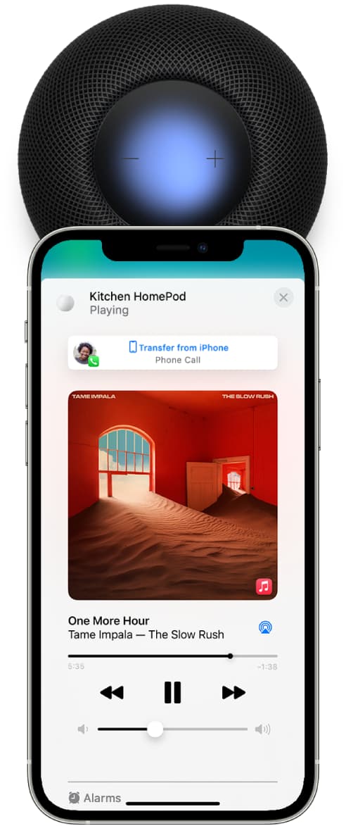 Bring iPhone on top of HomePod to Handoff music or phone call