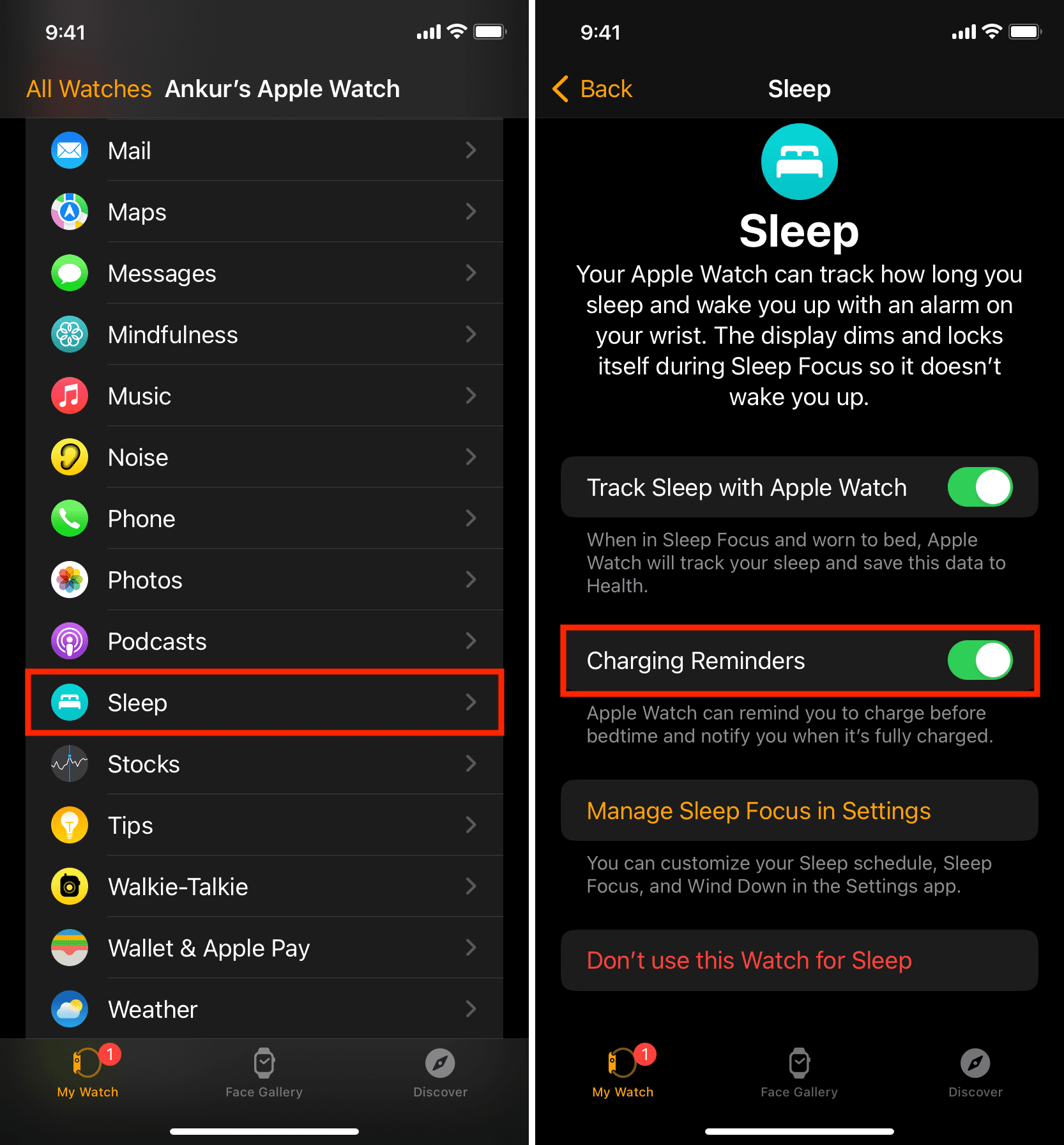 Enable Charging Reminders for Apple Watch