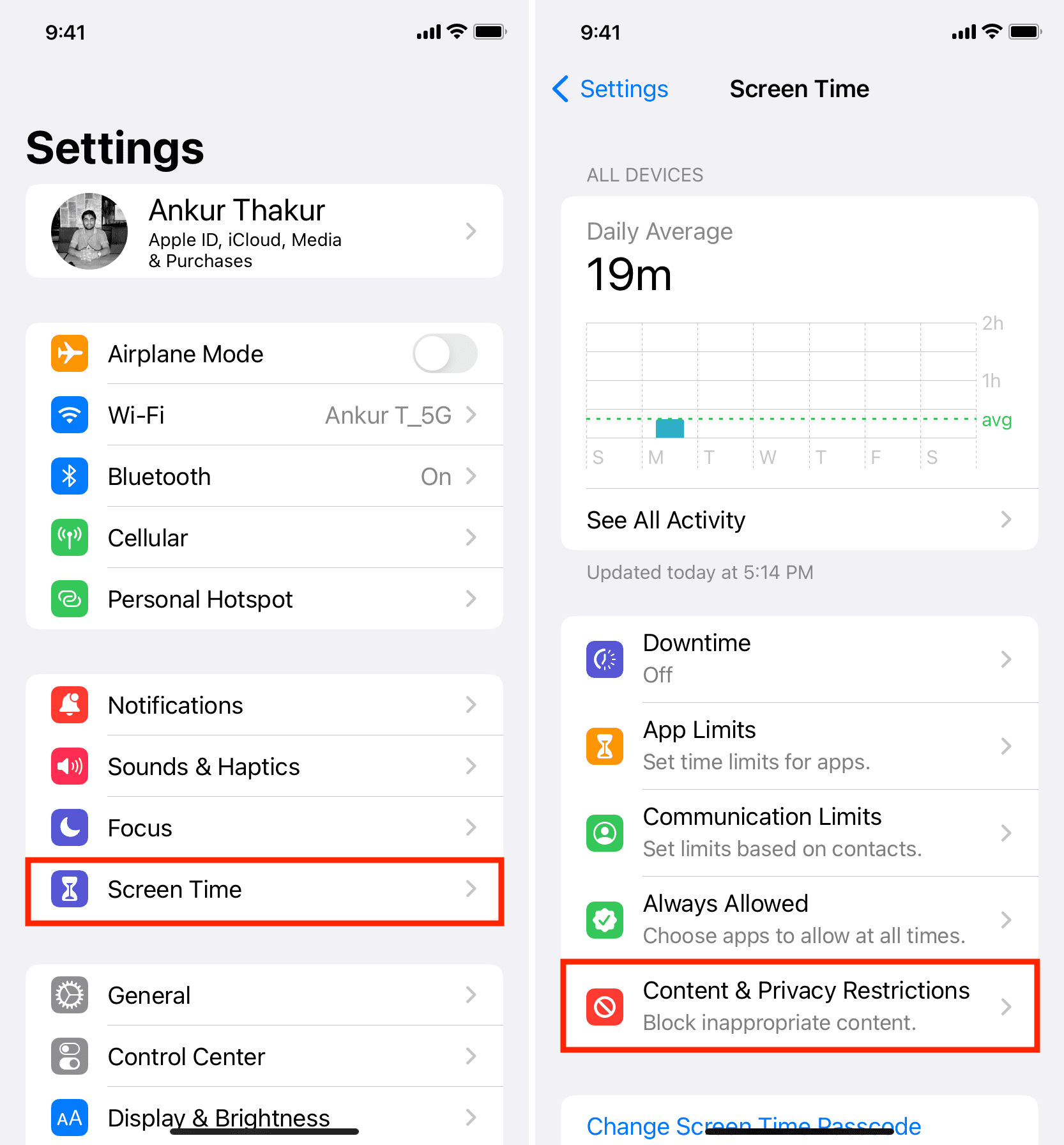 Content and Privacy Restrictions in iPhone Screen Time Settings