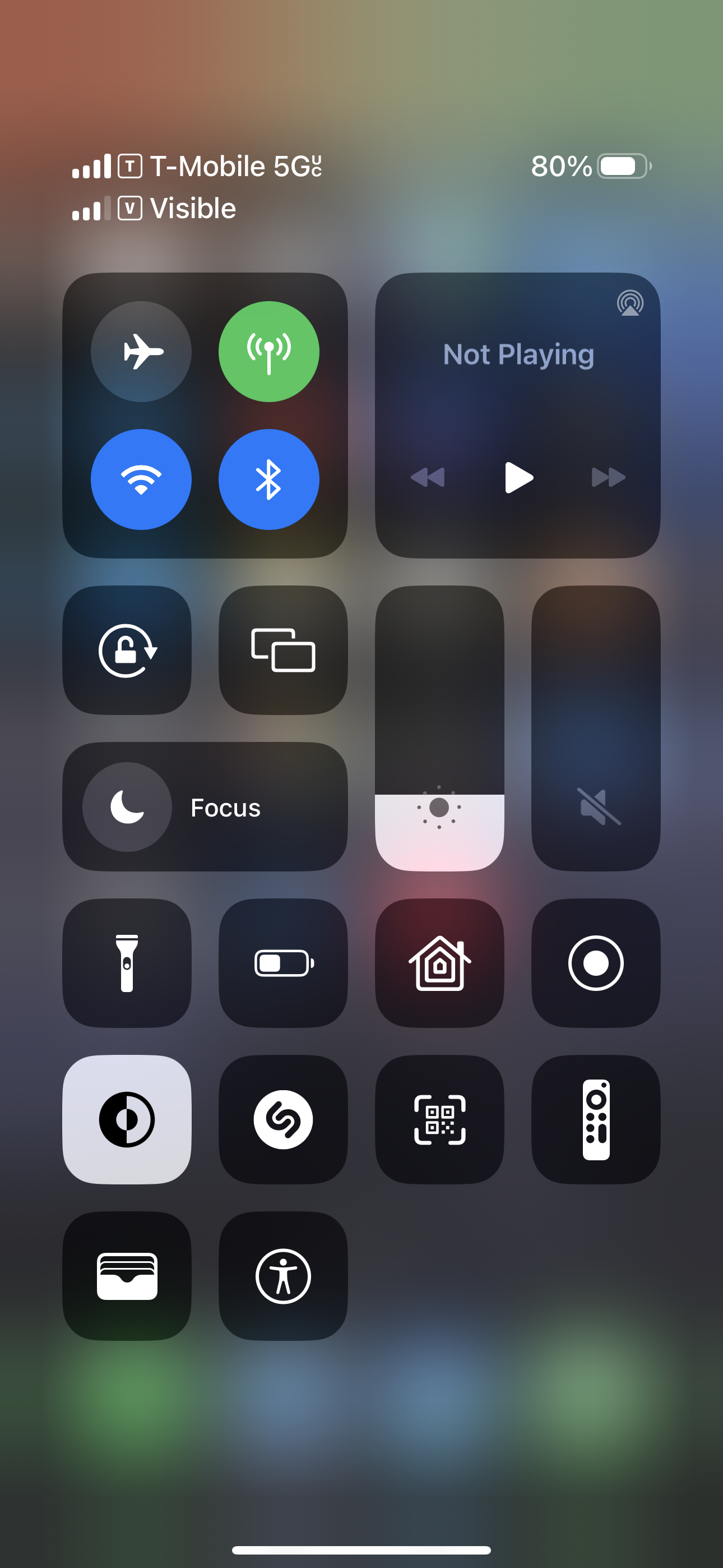 Control Center interface on an iPhone.