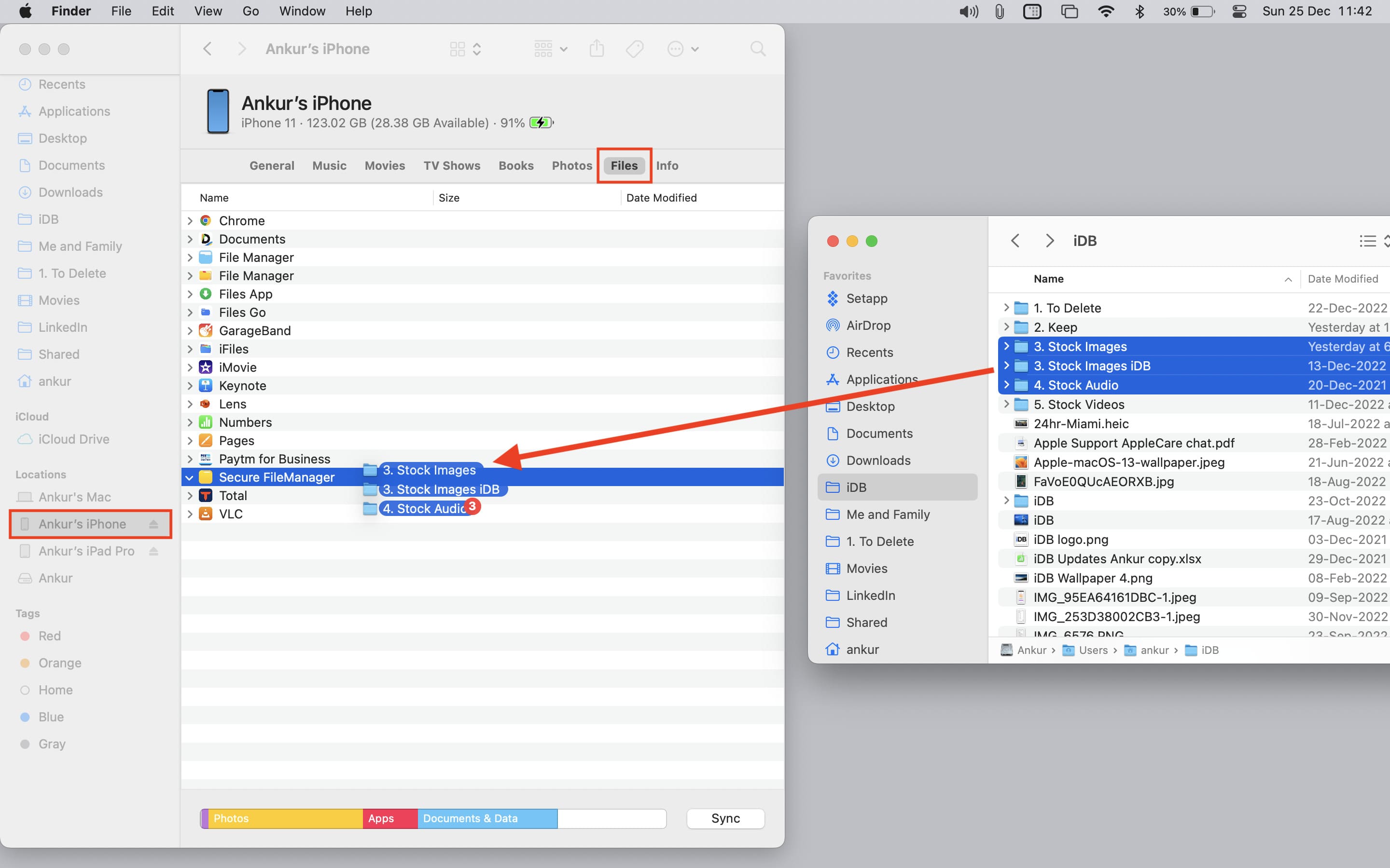 Copy folders from Mac to iPhone using Finder