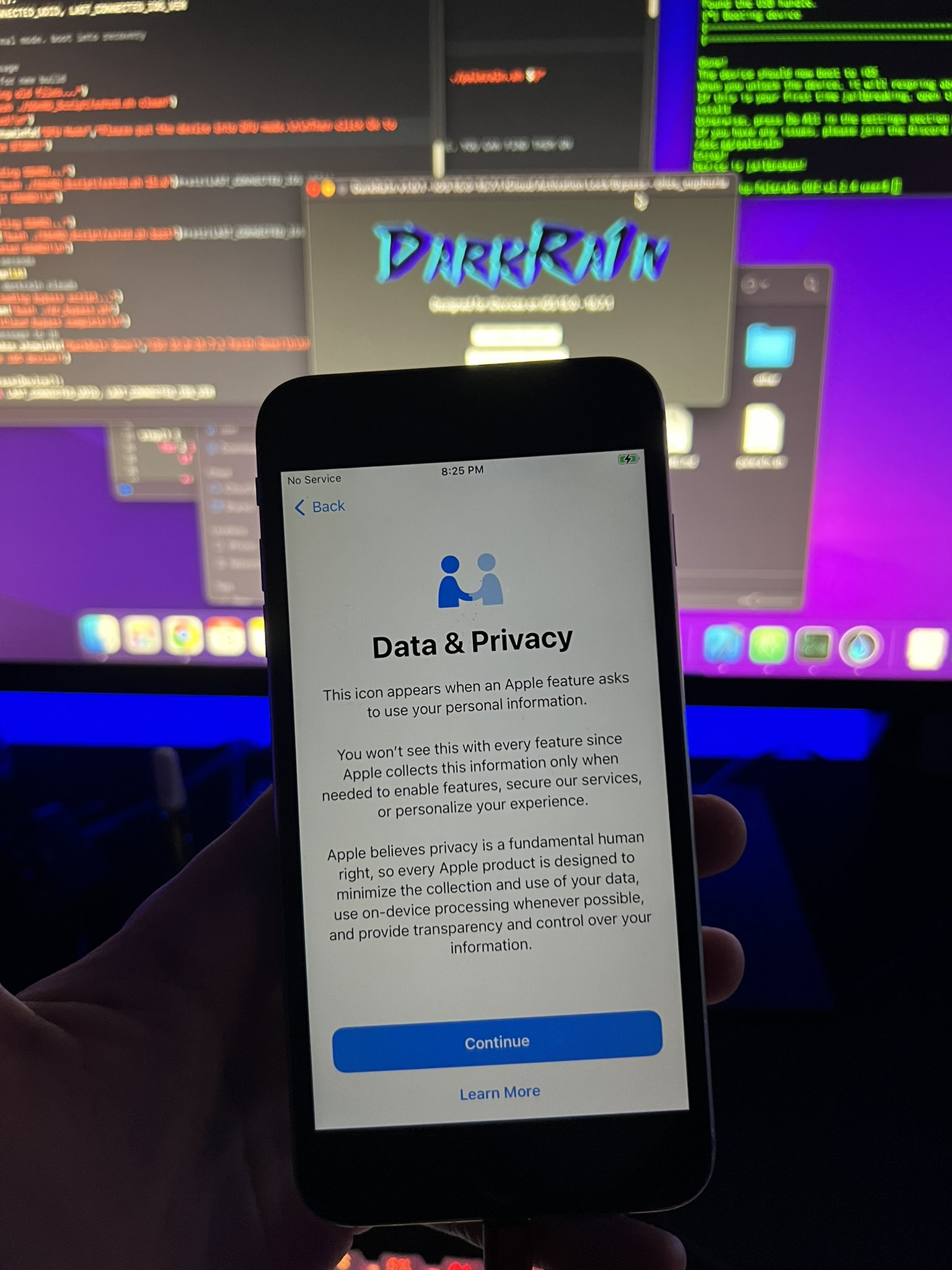 DarkRa1n used to bypass iCloud Activation Lock on checkm8 device on iOS 15.