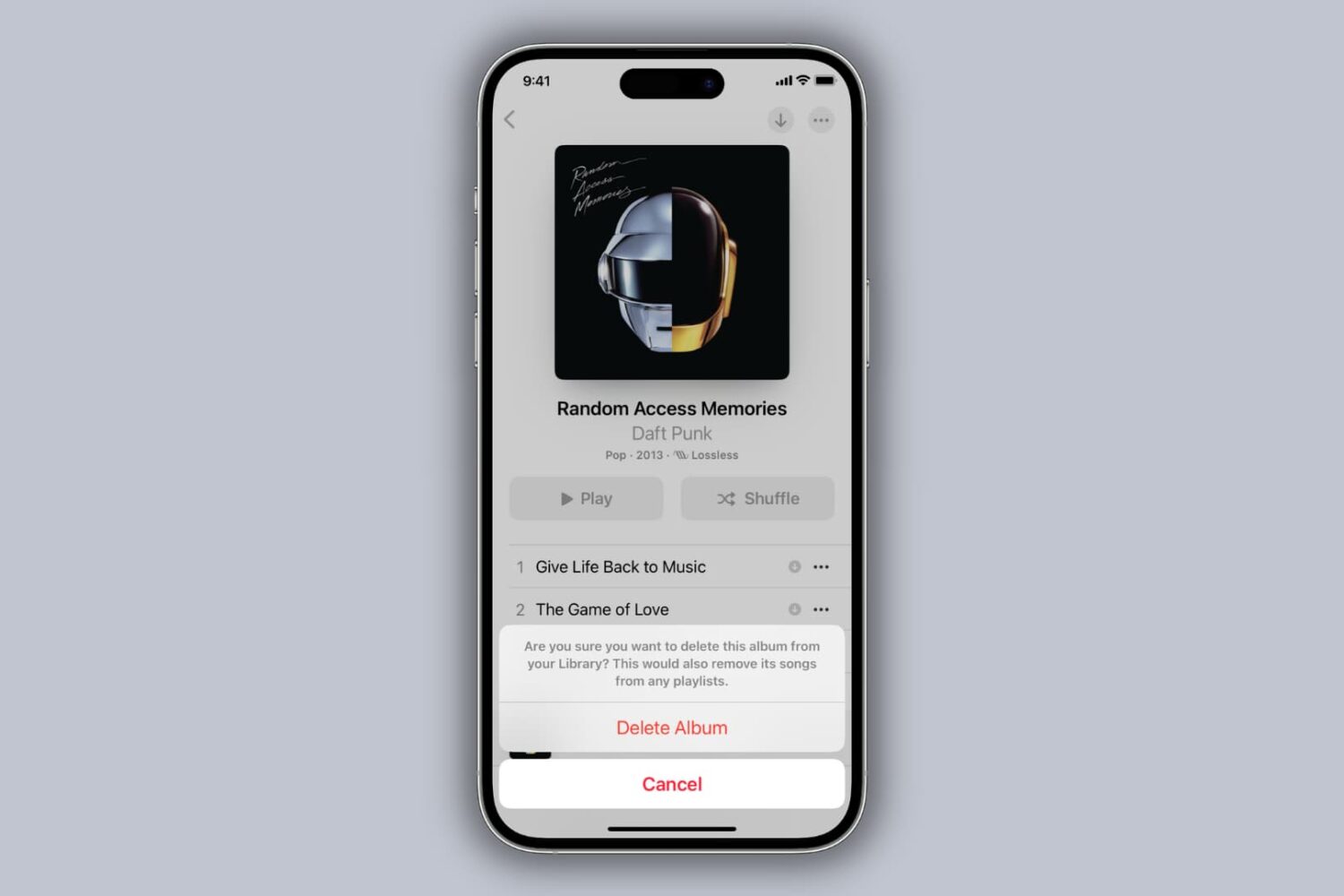 Delete Album from Music app on iPhone