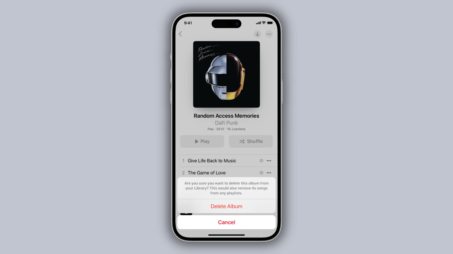 Delete Album from Music app on iPhone