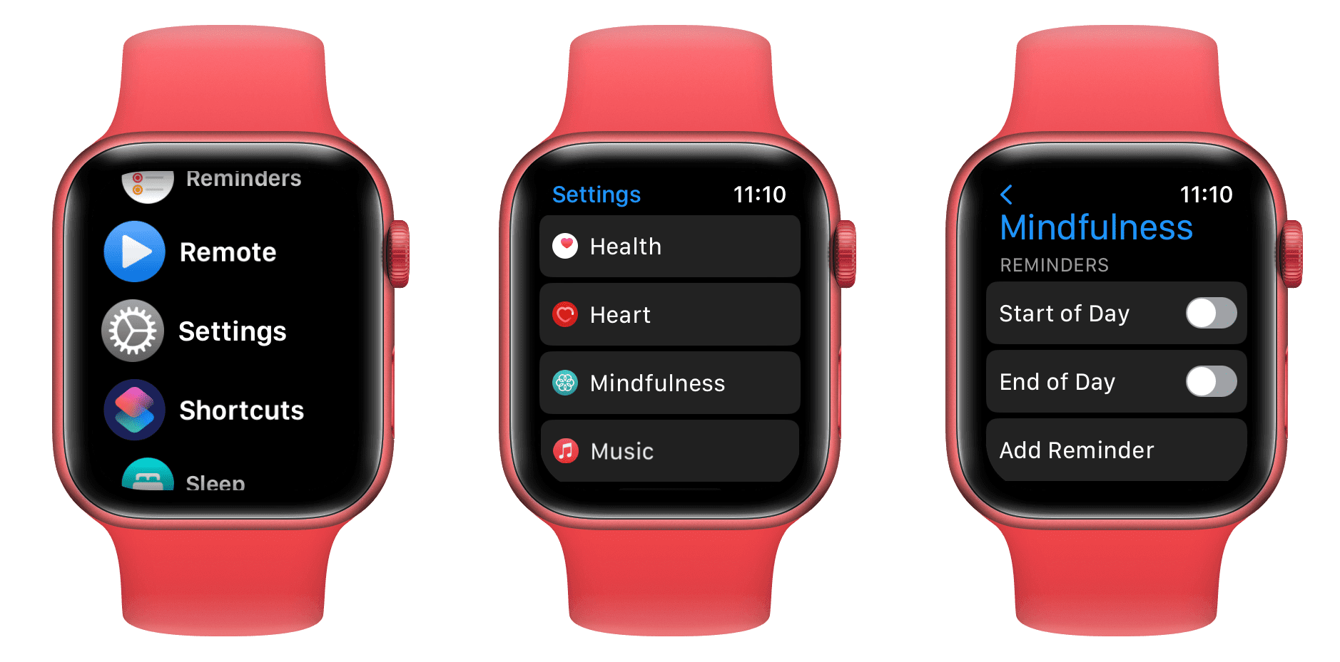 Disable Mindfulness reminders from Apple Watch settings
