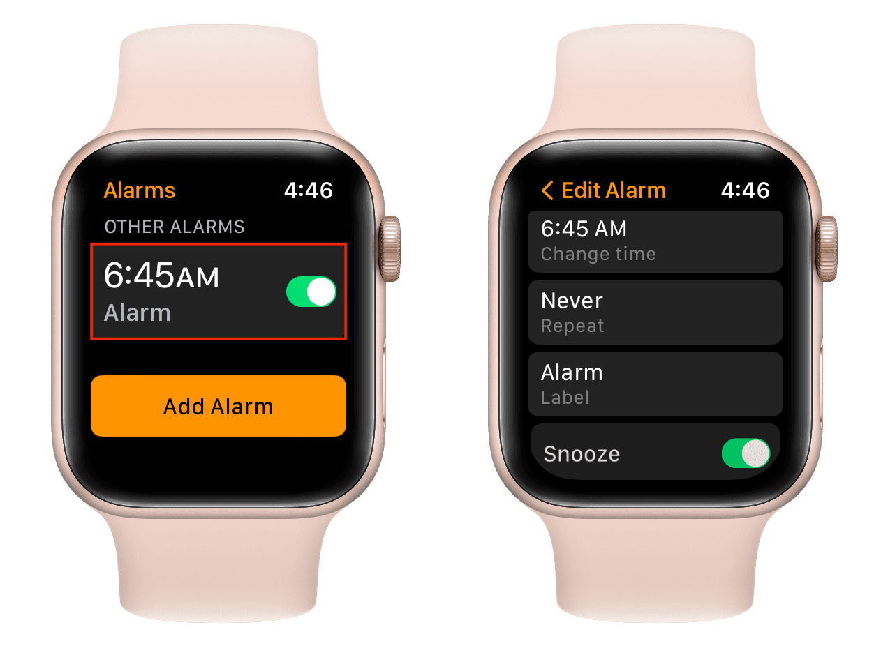 Edit or customize an alarm on Apple Watch