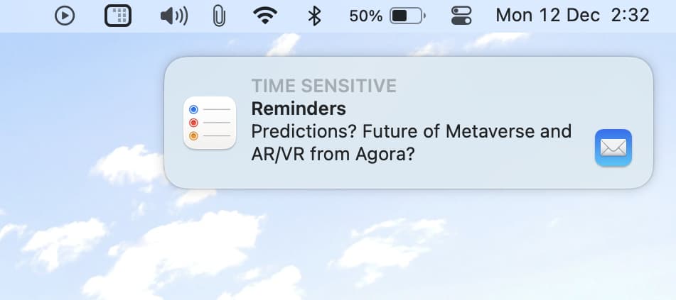Email reminder notification on Mac