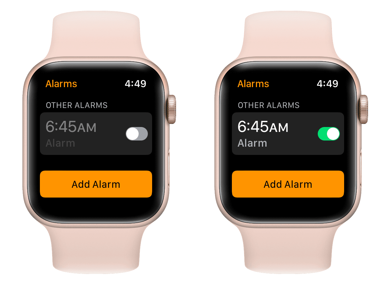 Enable or disable an alarm on Apple Watch
