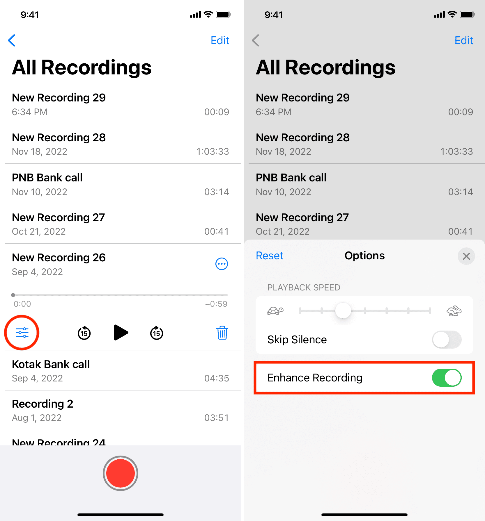 Enhance Recording in Voice Memos app on iPhone