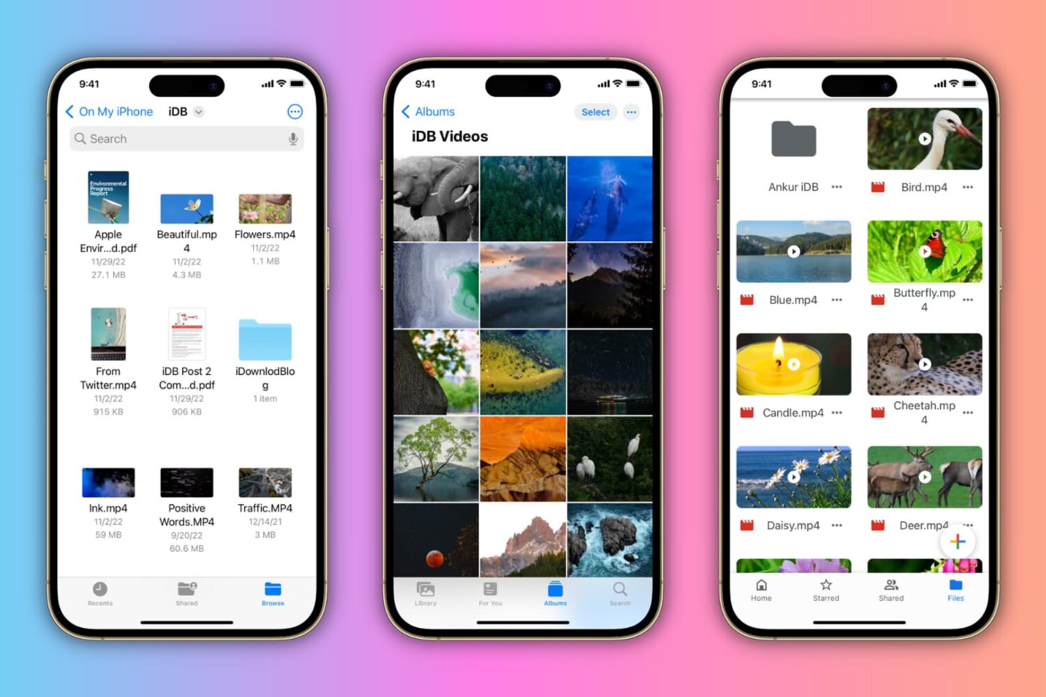 Files, photos, and videos on iPhone