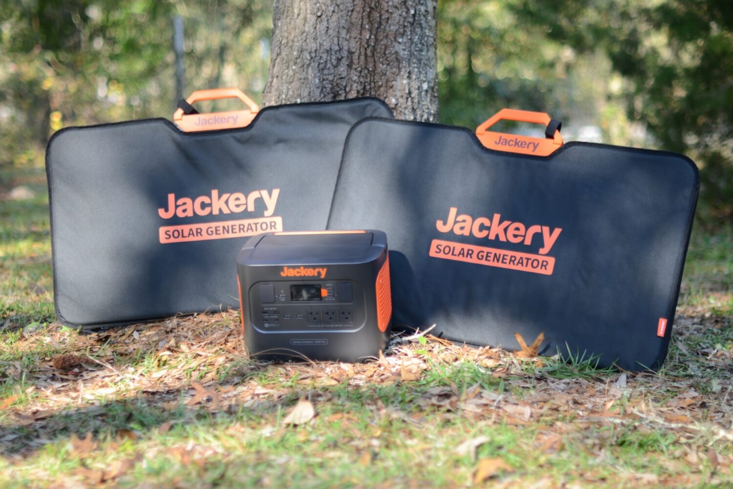 Jackery Solar Generator 1000 Pro with two 80W SolarSaga solar panels.