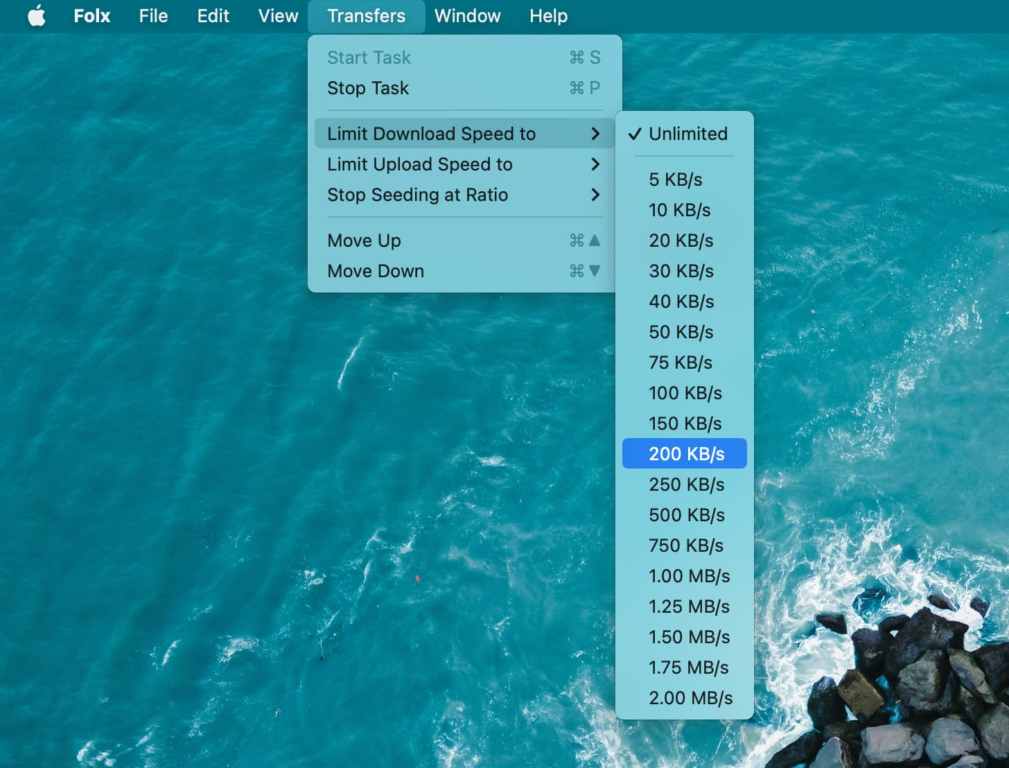 Limit Download Speed in Folx on Mac