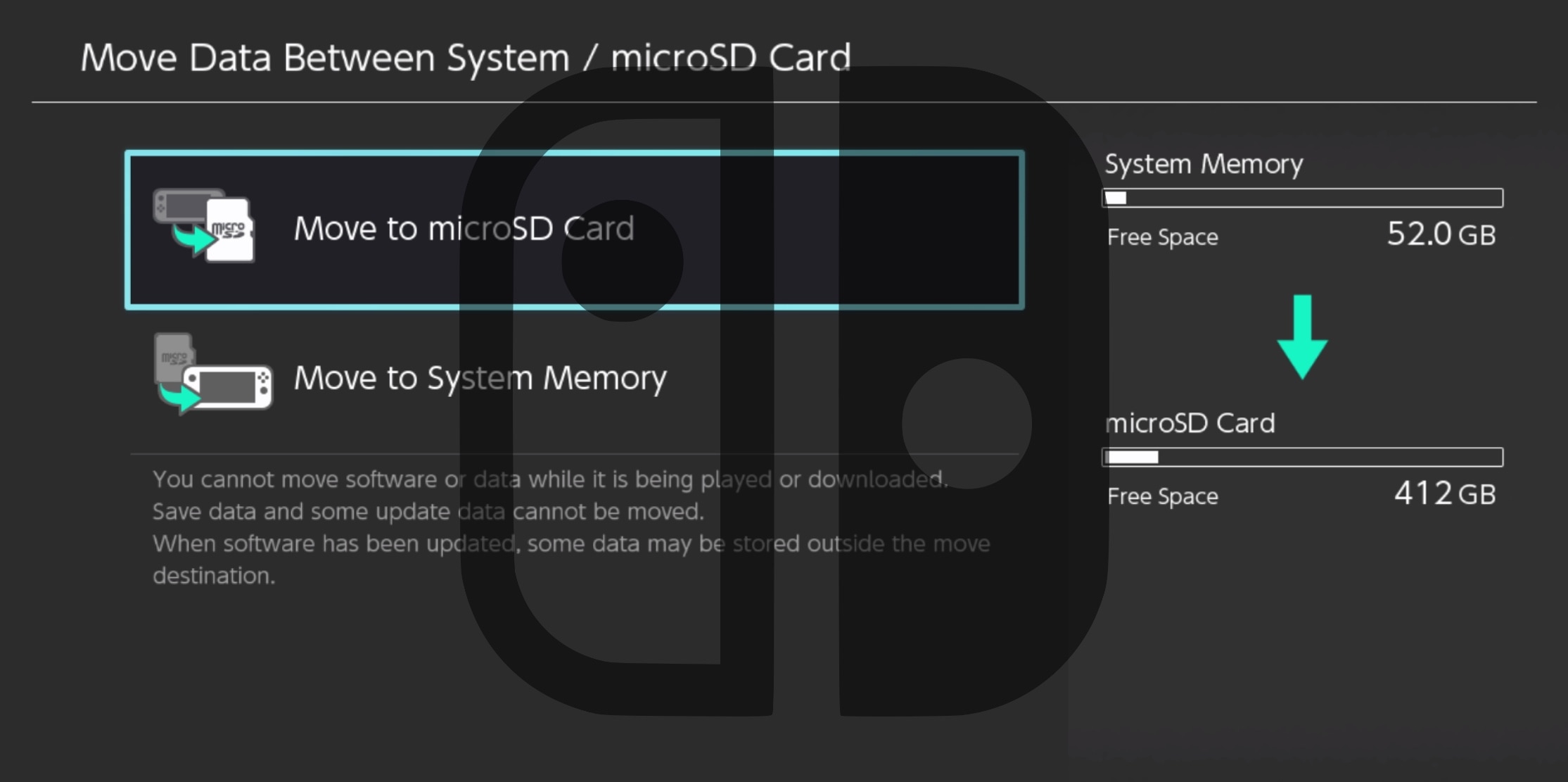 How to transfer data from Nintendo Switch internal storage to microSD.