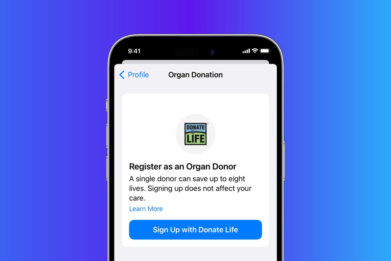 Register for Organ donation on your iPhone