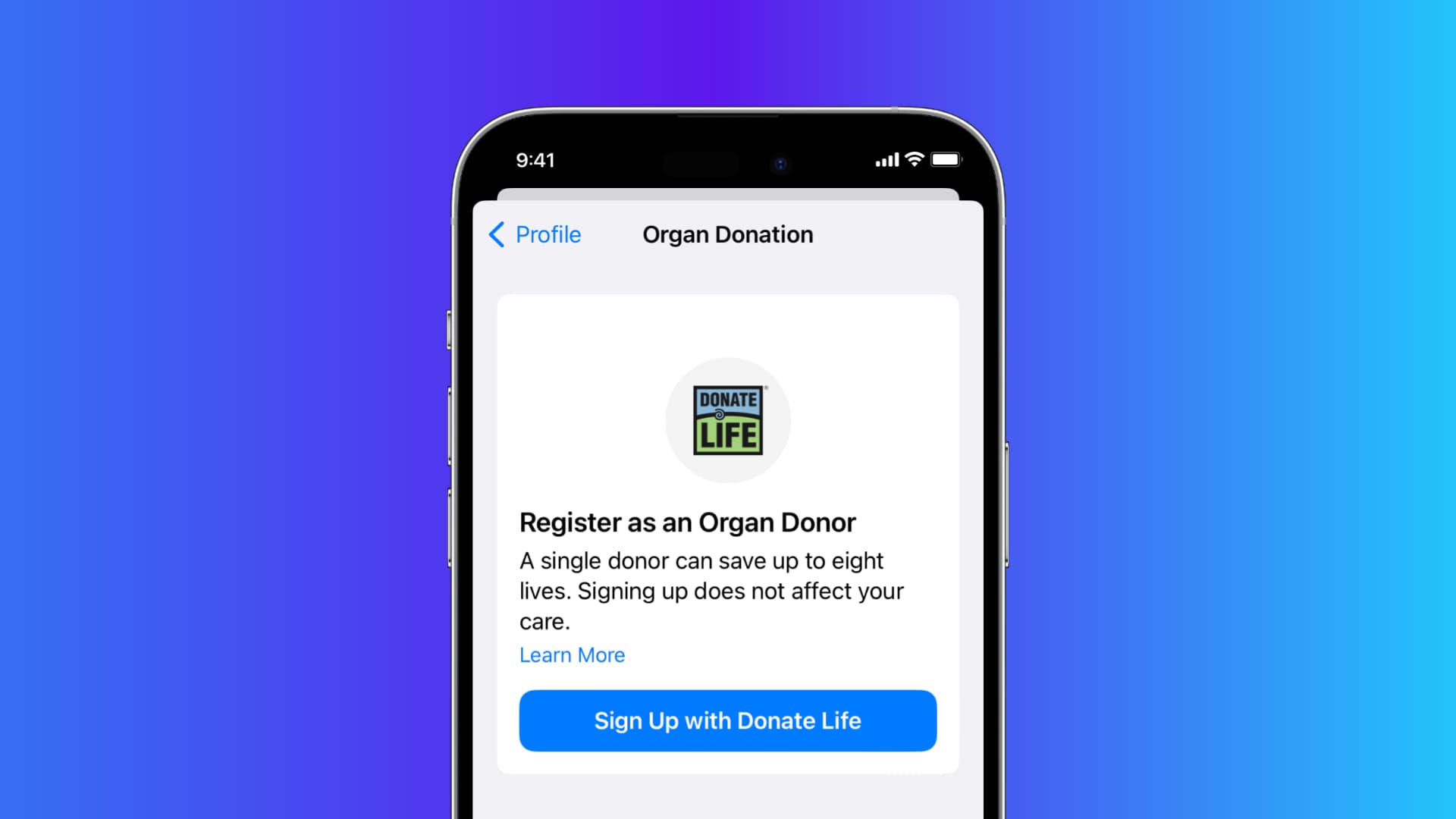Register for Organ donation on your iPhone