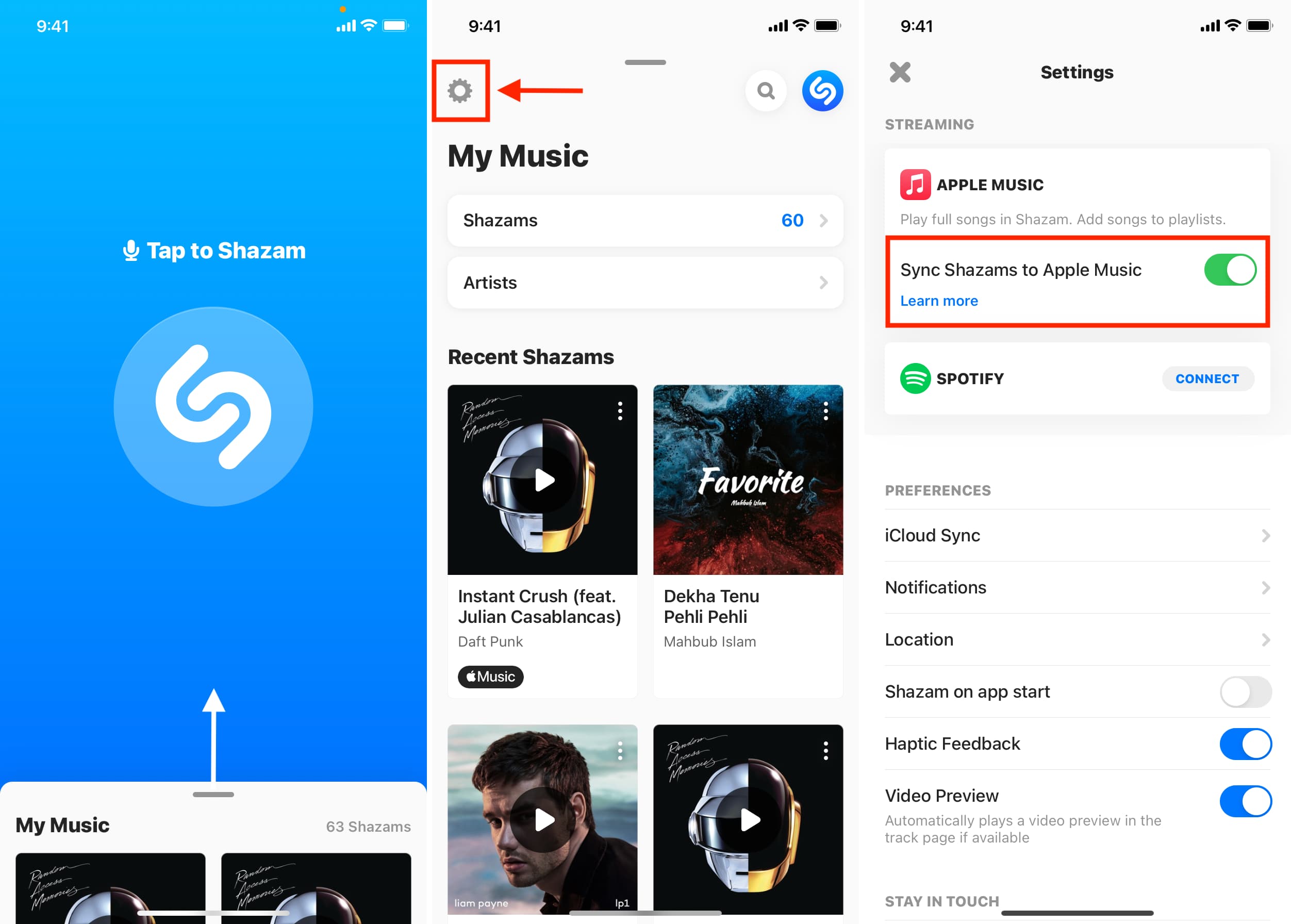 Permit Shazam to create Apple Music playlist