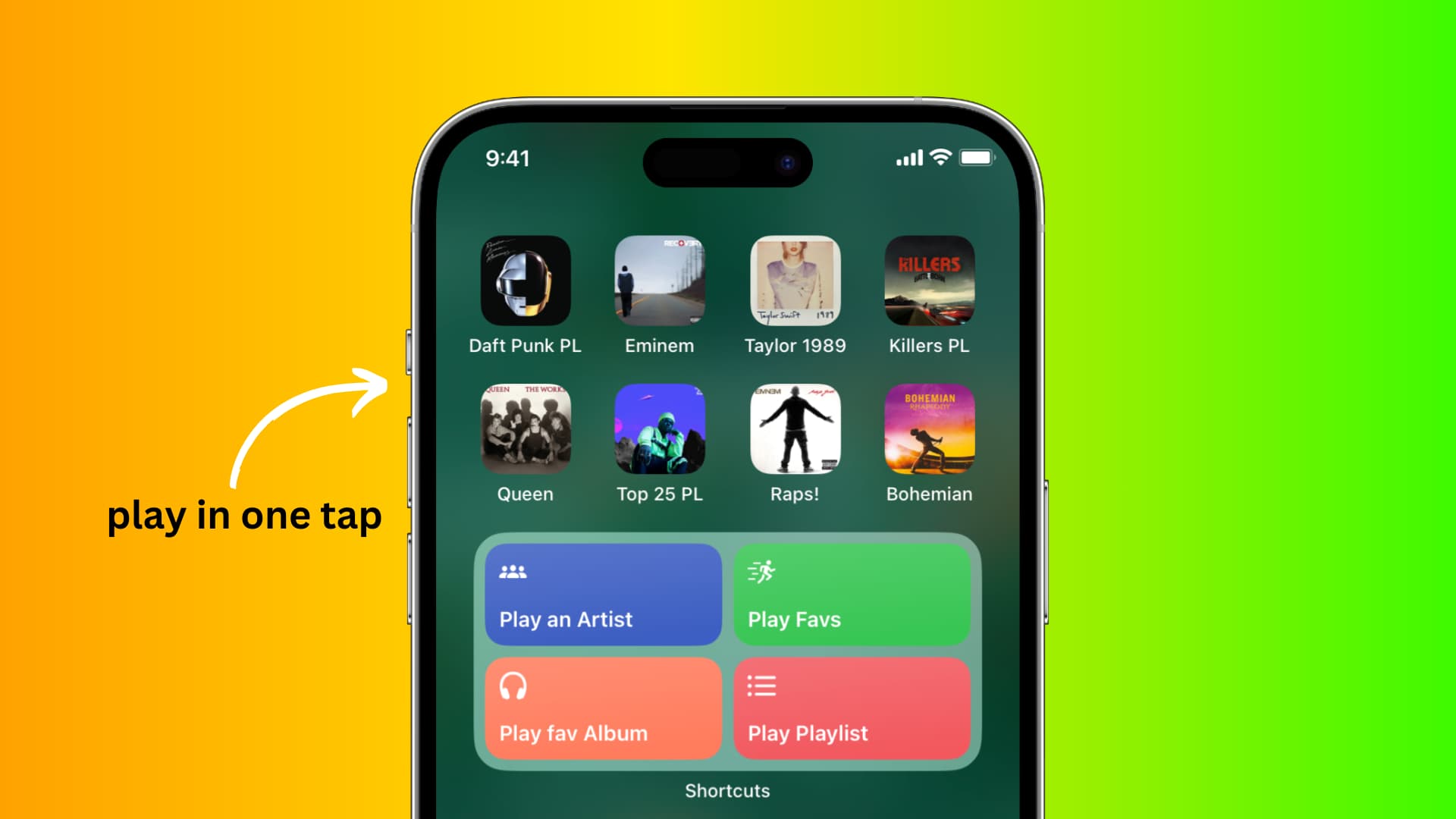 Apple Music playlists, albums, and artists added to the iPhone Home Screen to listen to them in just one tap