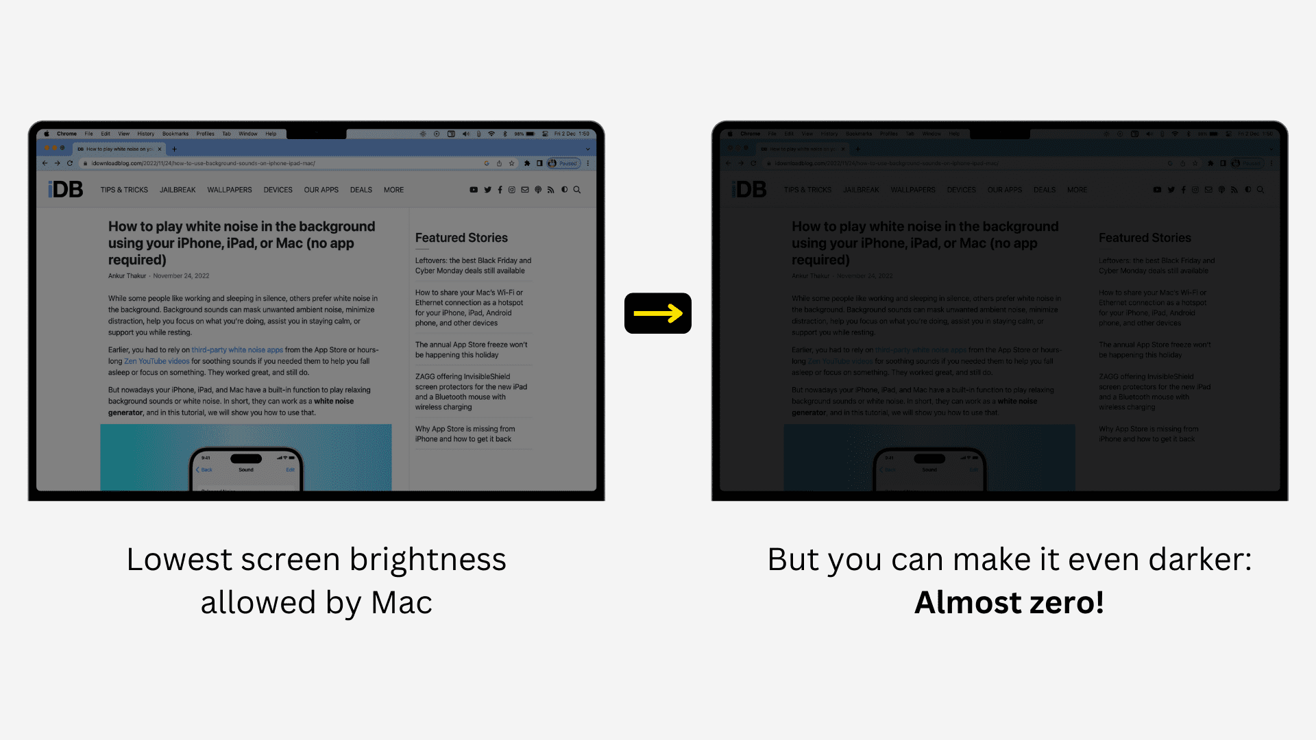 Reduce Mac display brightness even further using the QuickShade app