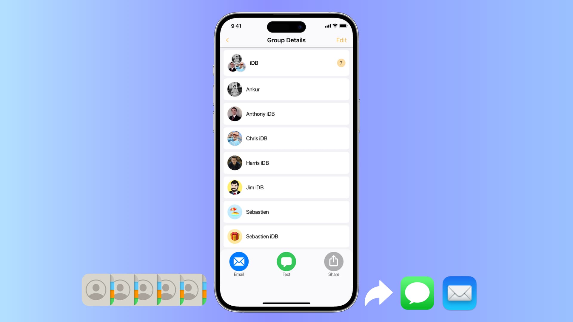 Share a group of contacts from your iPhone