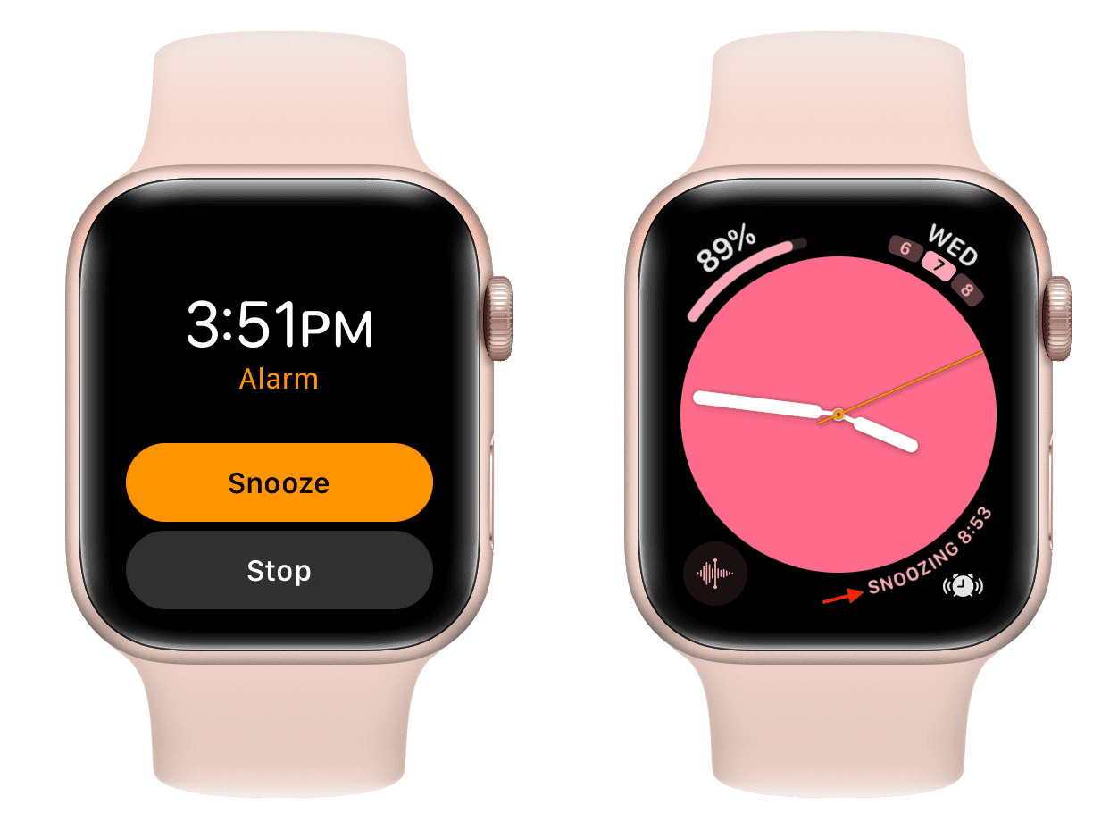 Snooze or stop alarm on Apple Watch