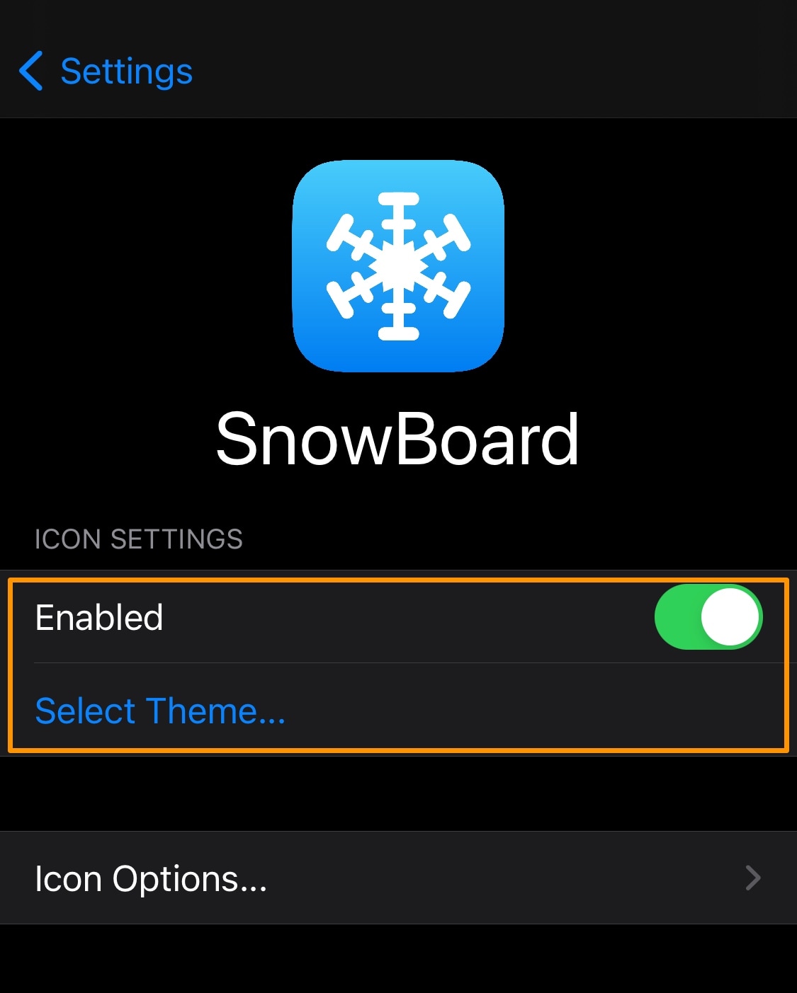 SnowBoard select theme.