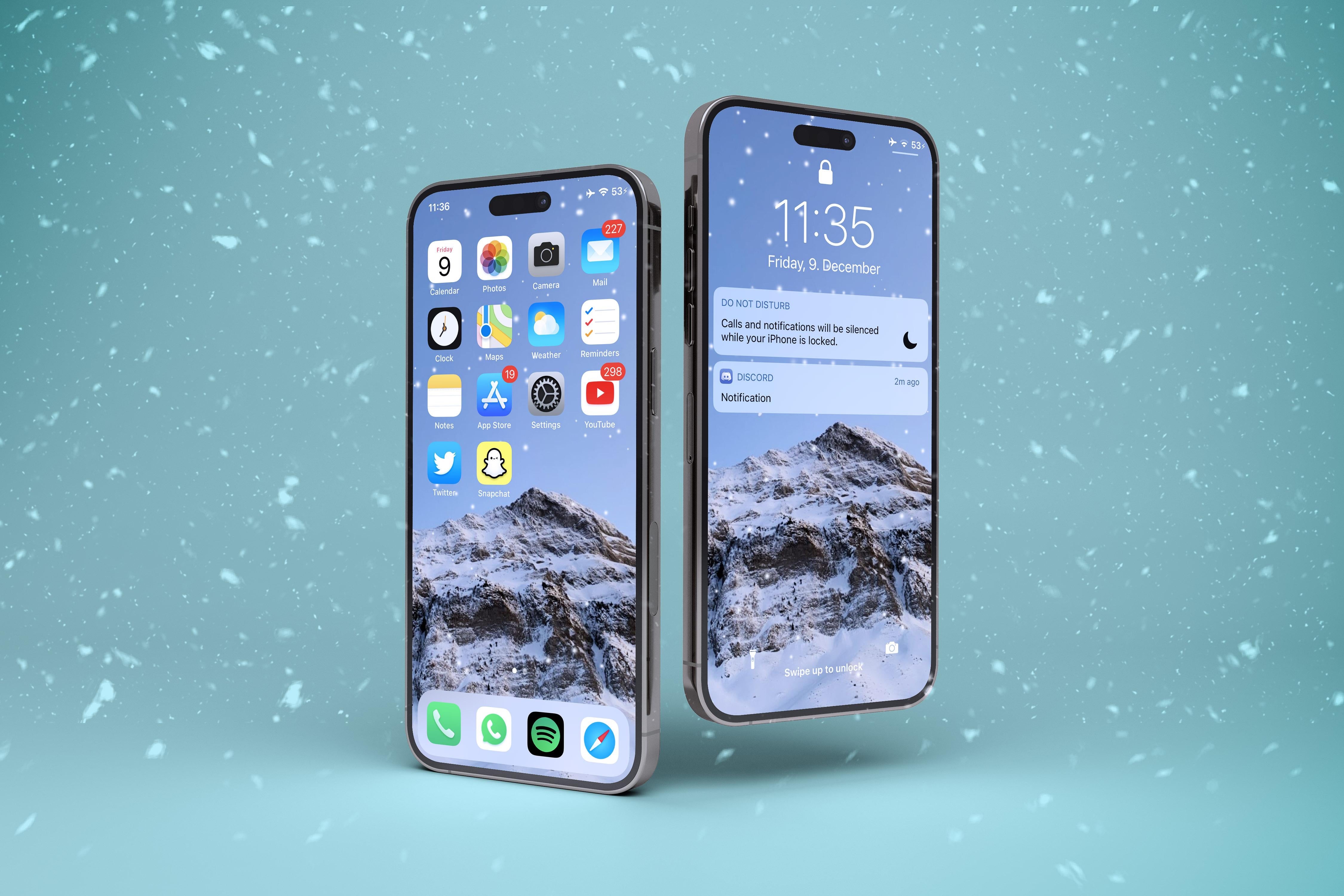 Stella snowflakes for iPhone Home and Lock Screens.