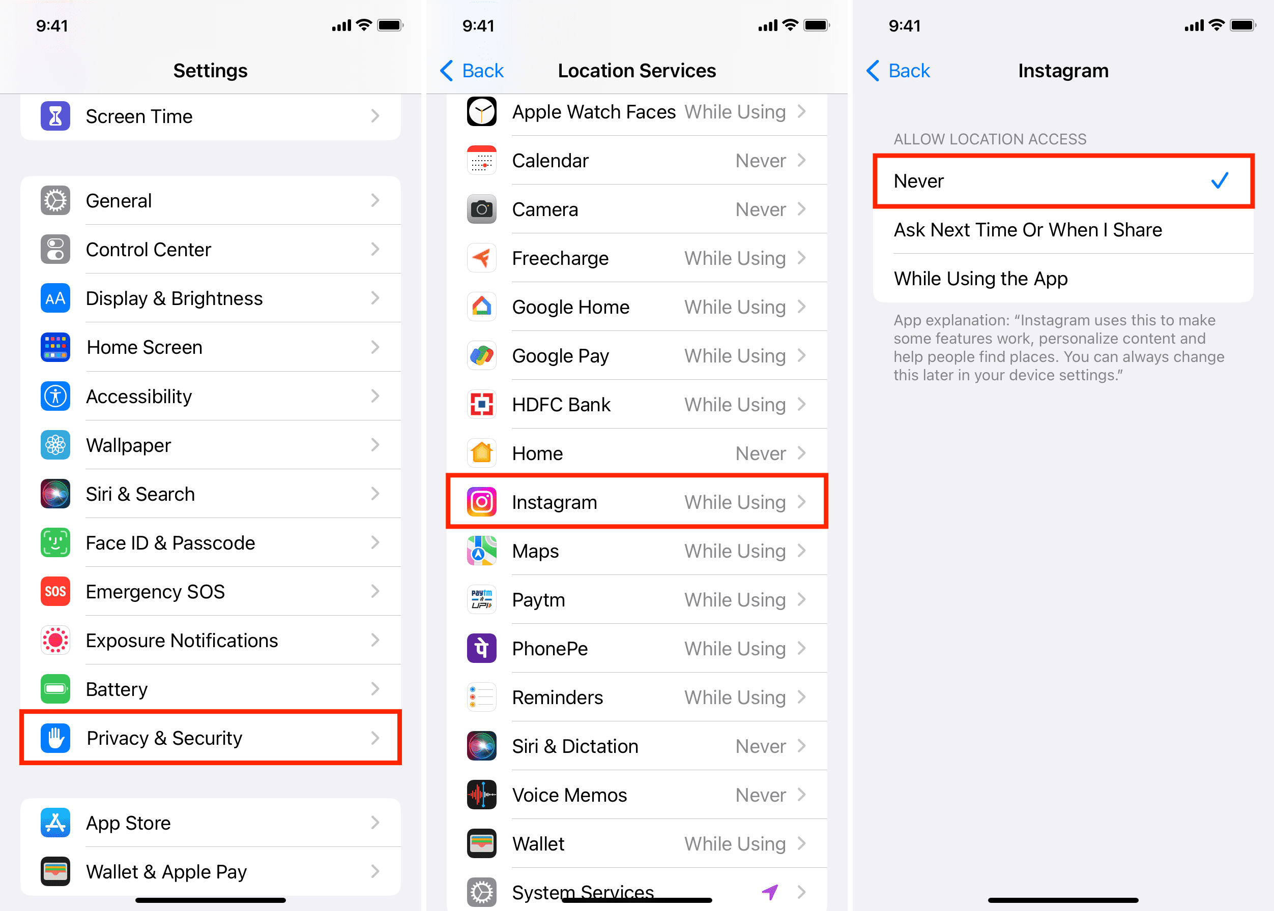 How can I remove my location?