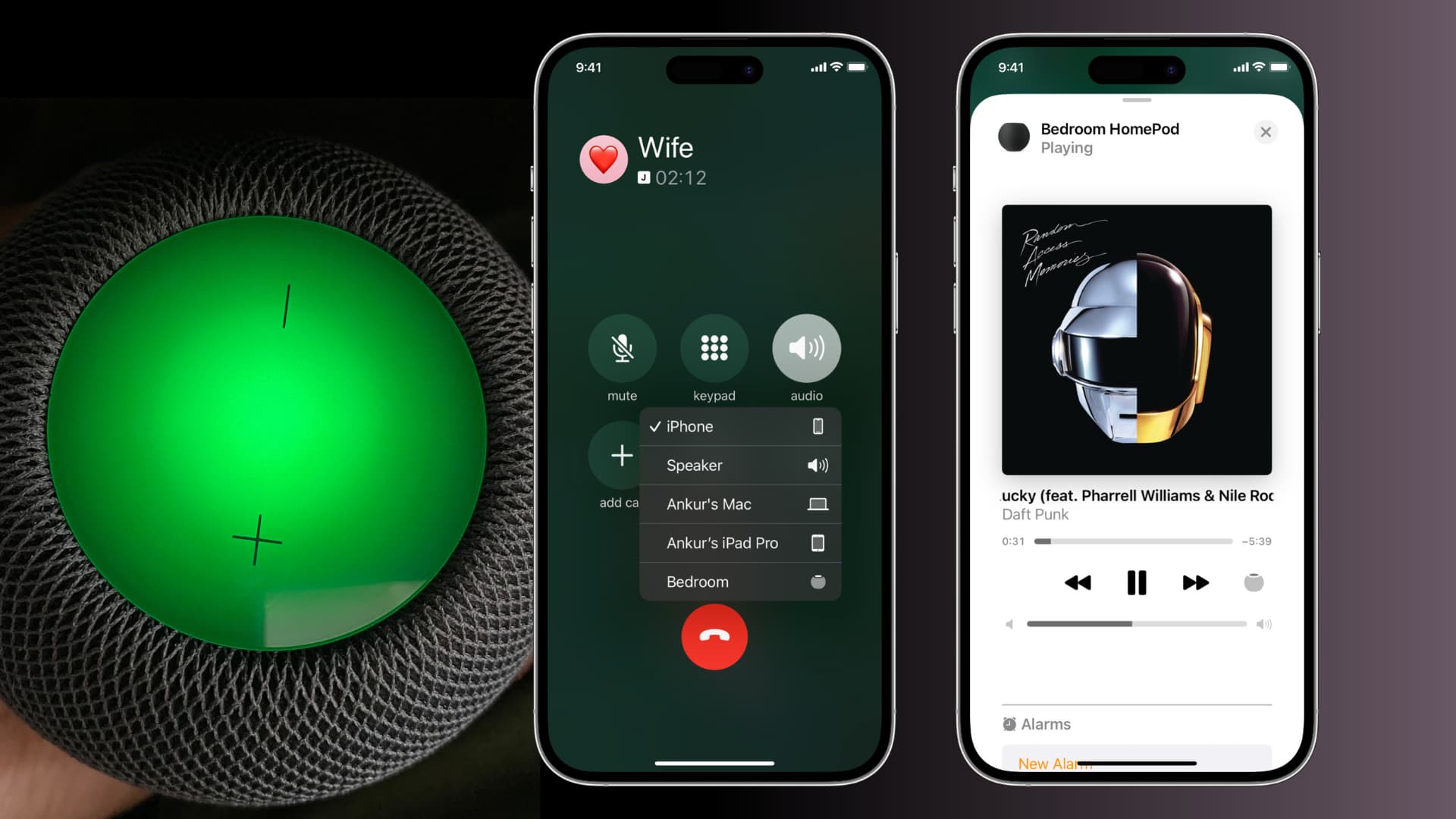 Transfer audio and phone call from iPhone to HomePod