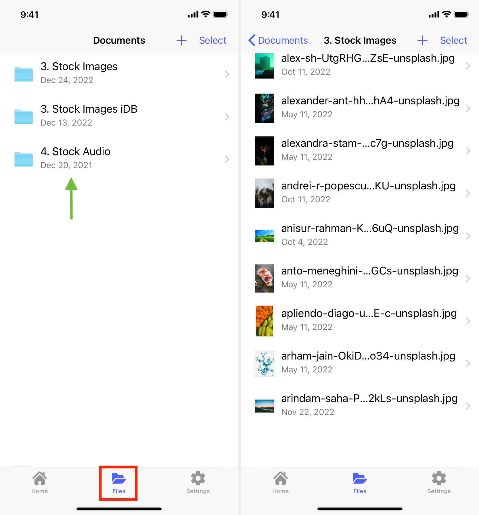 Transferred computer files on iPhone