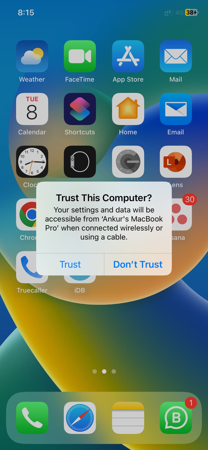 Trust This Computer alert on iPhone