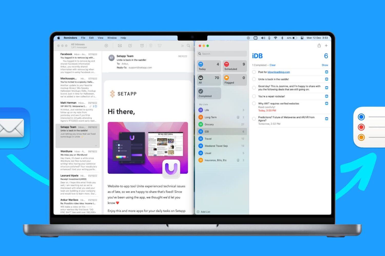 Turn email into a reminder on Mac