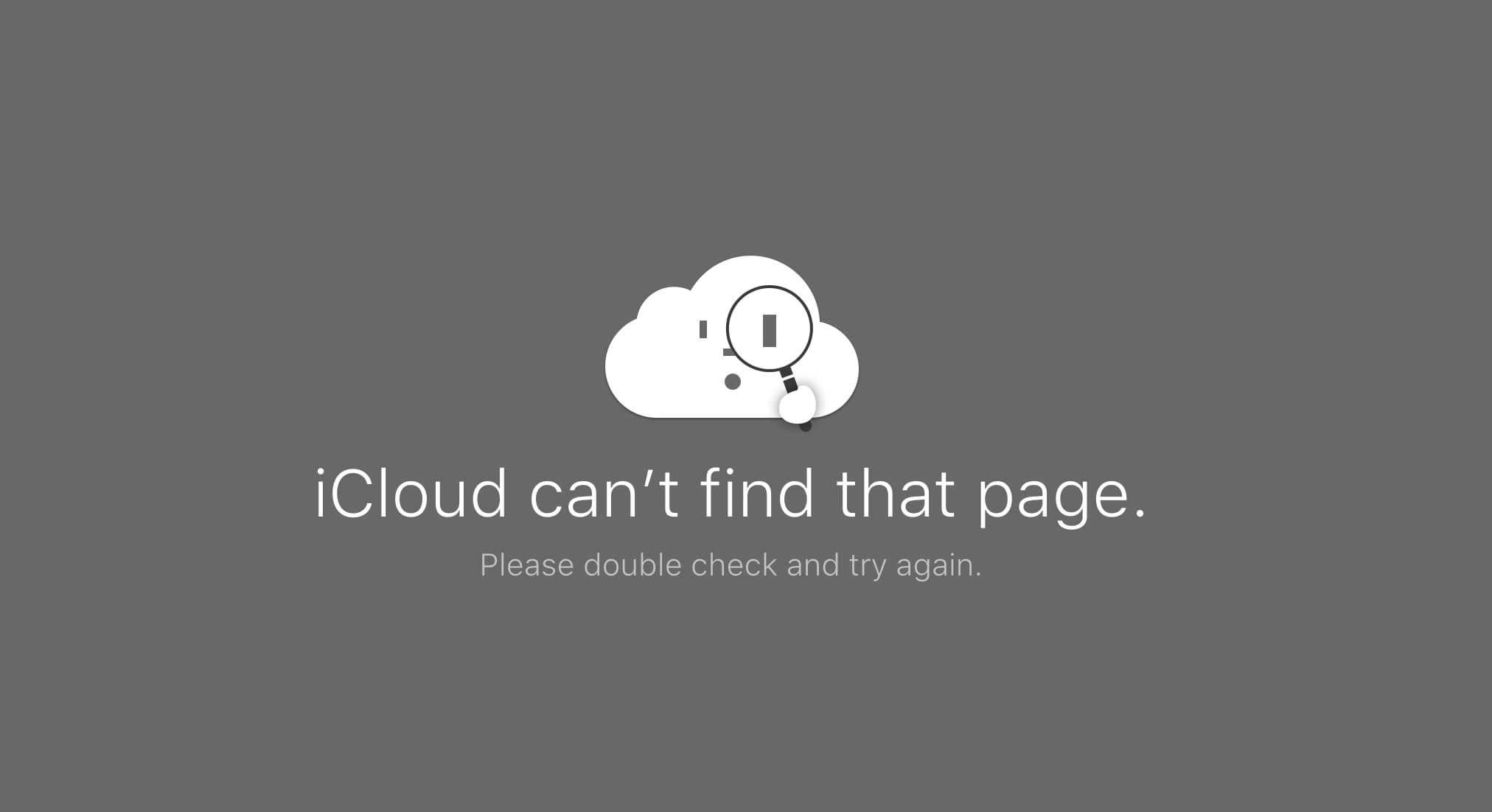 iCloud can't find that page error