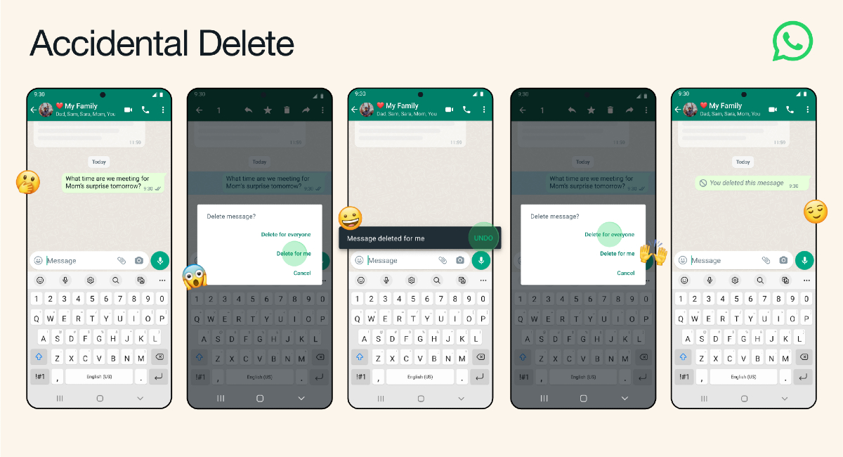 WhatsApp’s Accidental Delete feature lets you undo Delete For Me so you can Delete For All instead