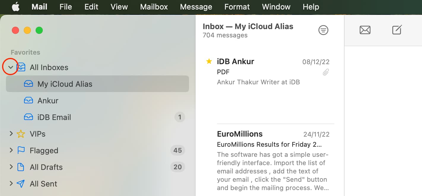 All inboxes in Mail app on Mac