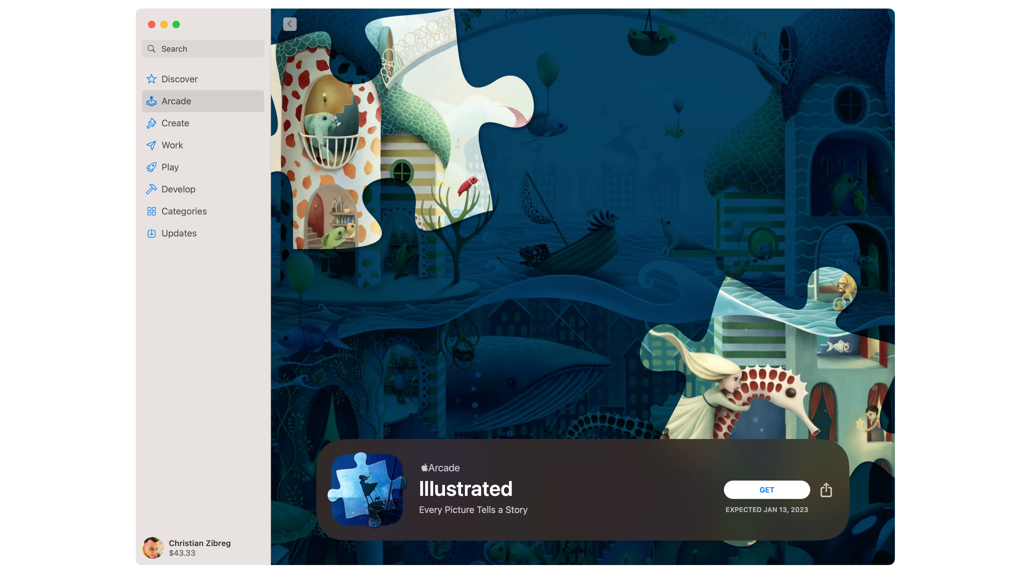 App Store screenshot showcasing the Illustrated puzzle game by BorderLeap
