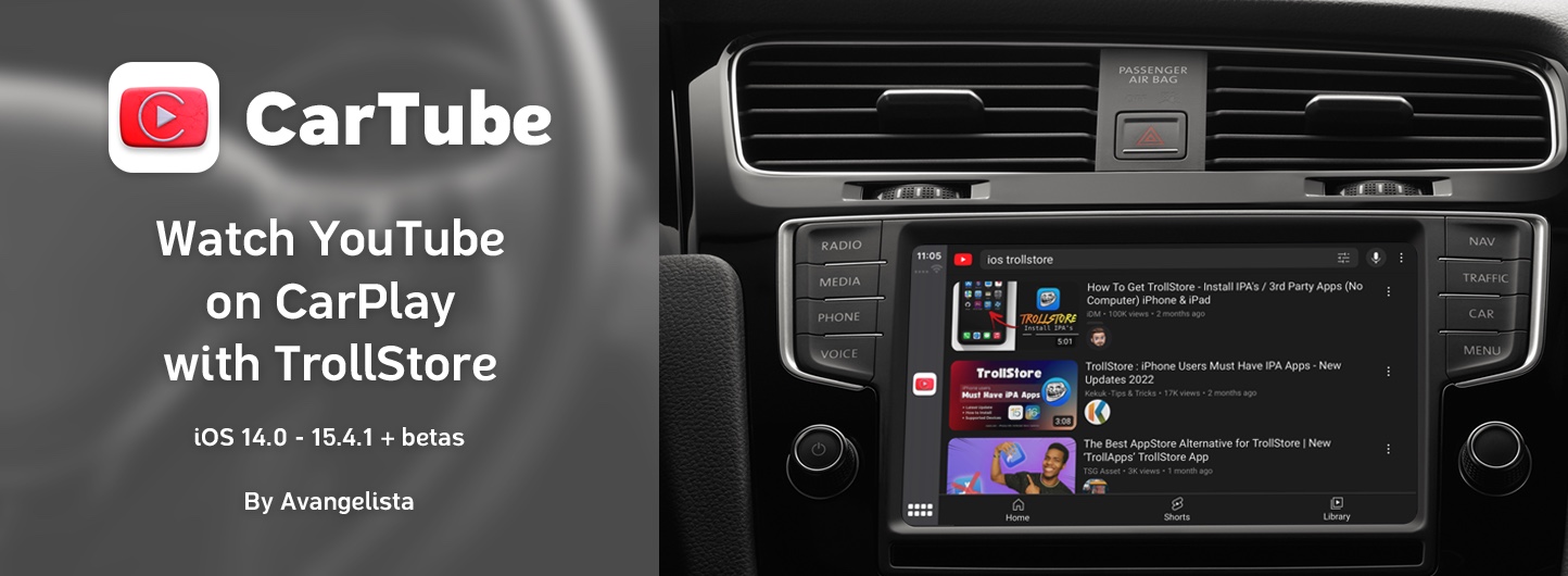 CarTube for TrollStore let’s you operate YouTube via CarPlay without a jailbreak.