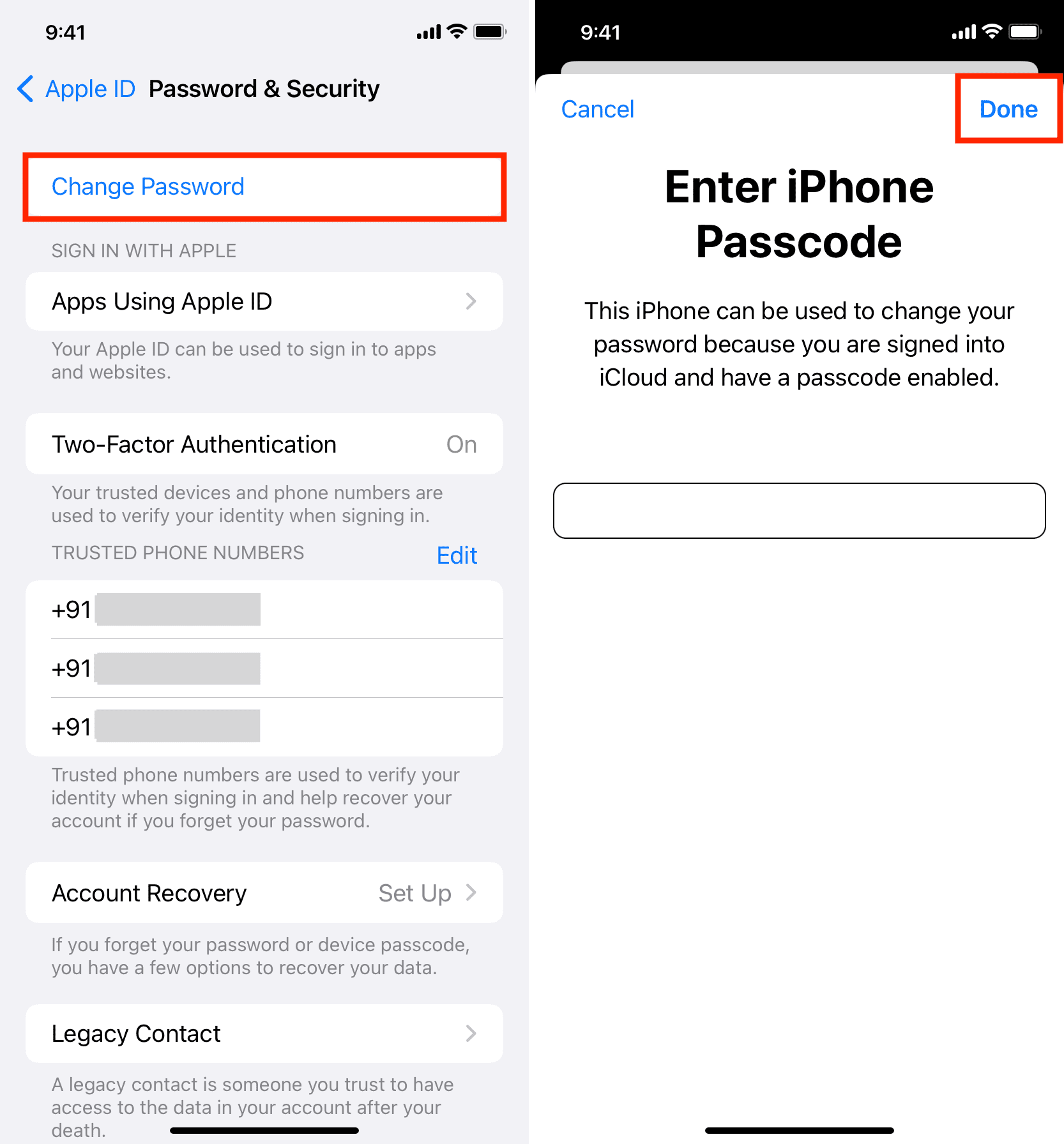 Change Apple ID Password from iPhone