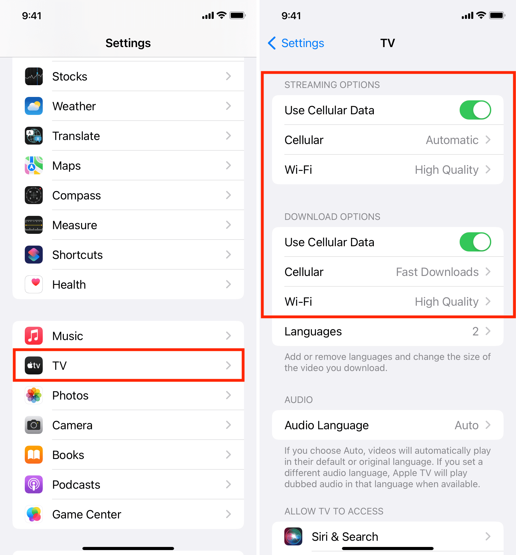 Change streaming and download quality for TV app on iPhone