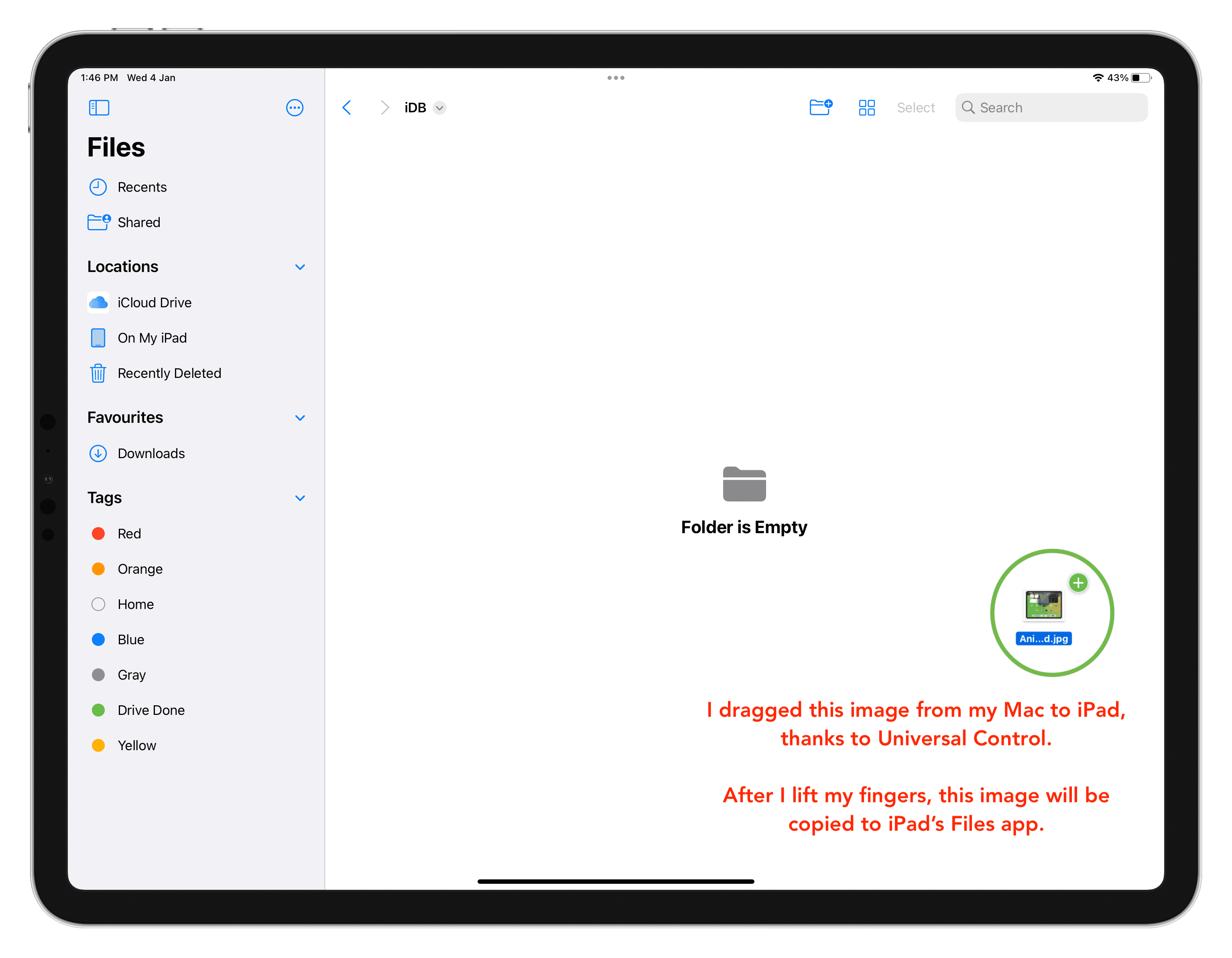 Dragging file from Mac to iPad with Universal Control