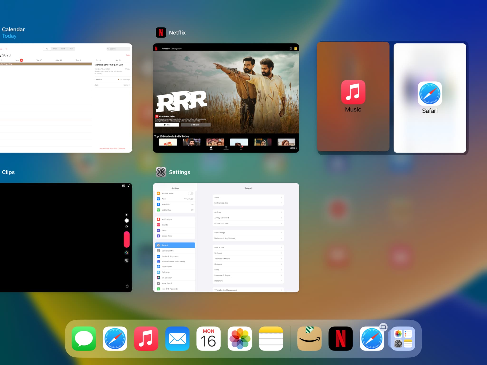 Enter Split View using App Switcher by dragging one app tile over another