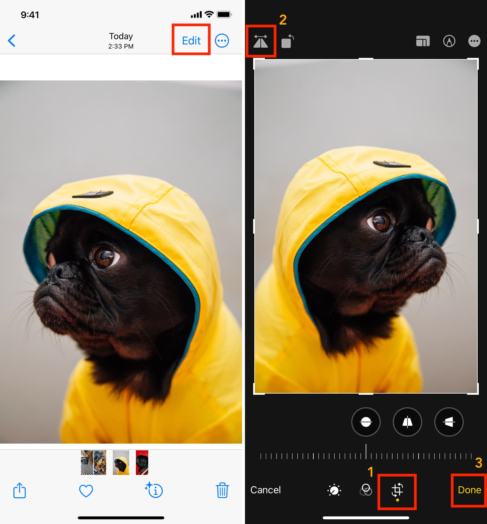 Flip a picture in Photos app on iPhone