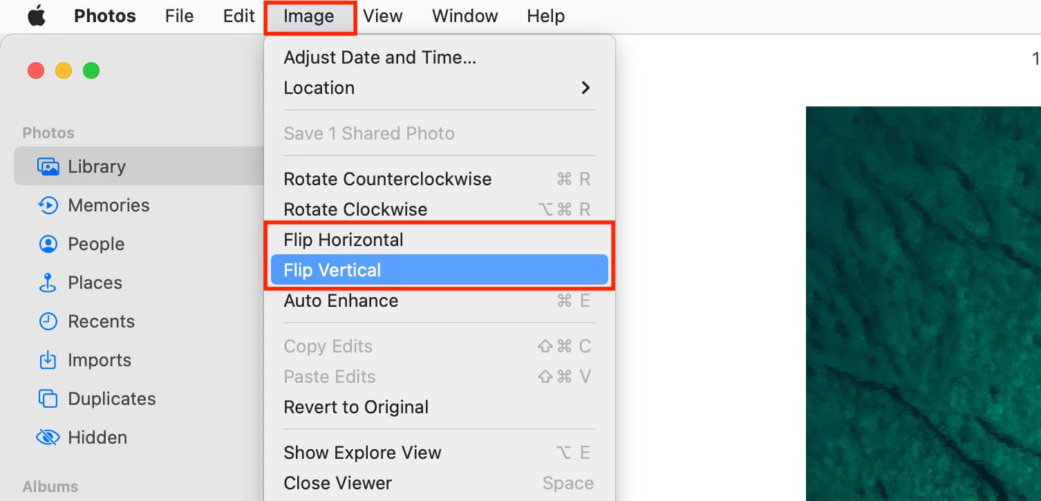 Flip image in Photos app on Mac