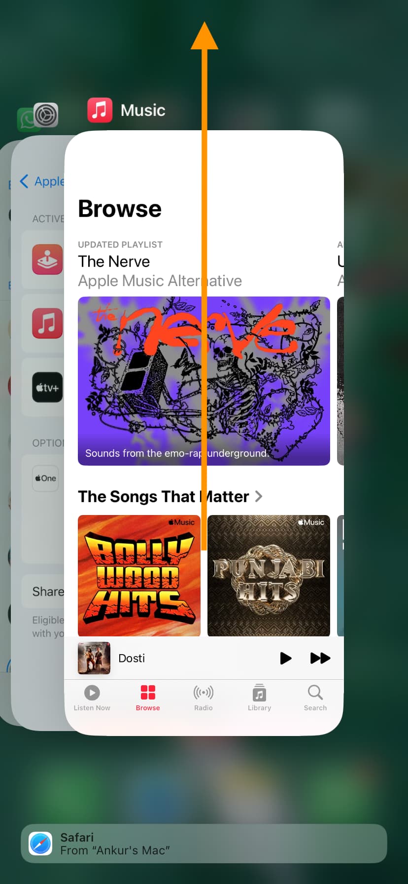 Force quit Music app on iPhone