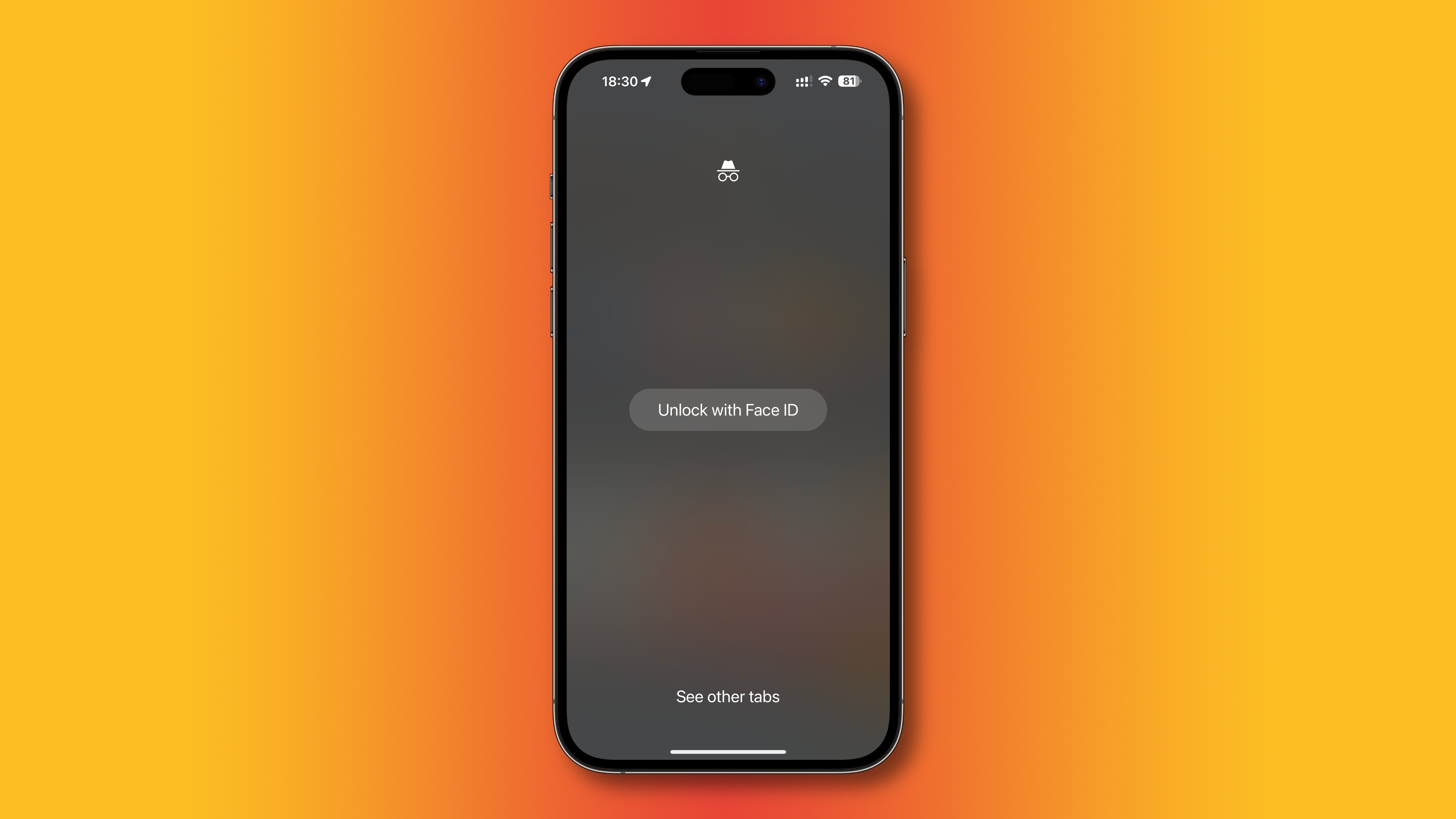 The Face ID prompt to access Incognito tabs in Chrome for iPhone