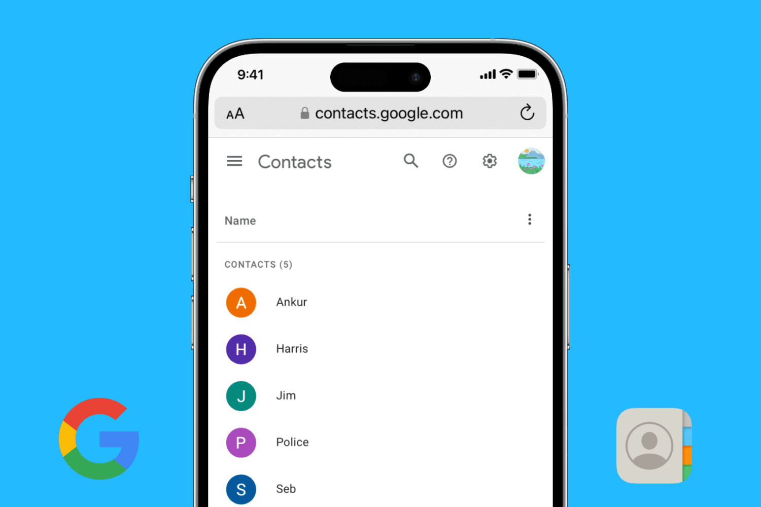 Google Contacts on iPhone